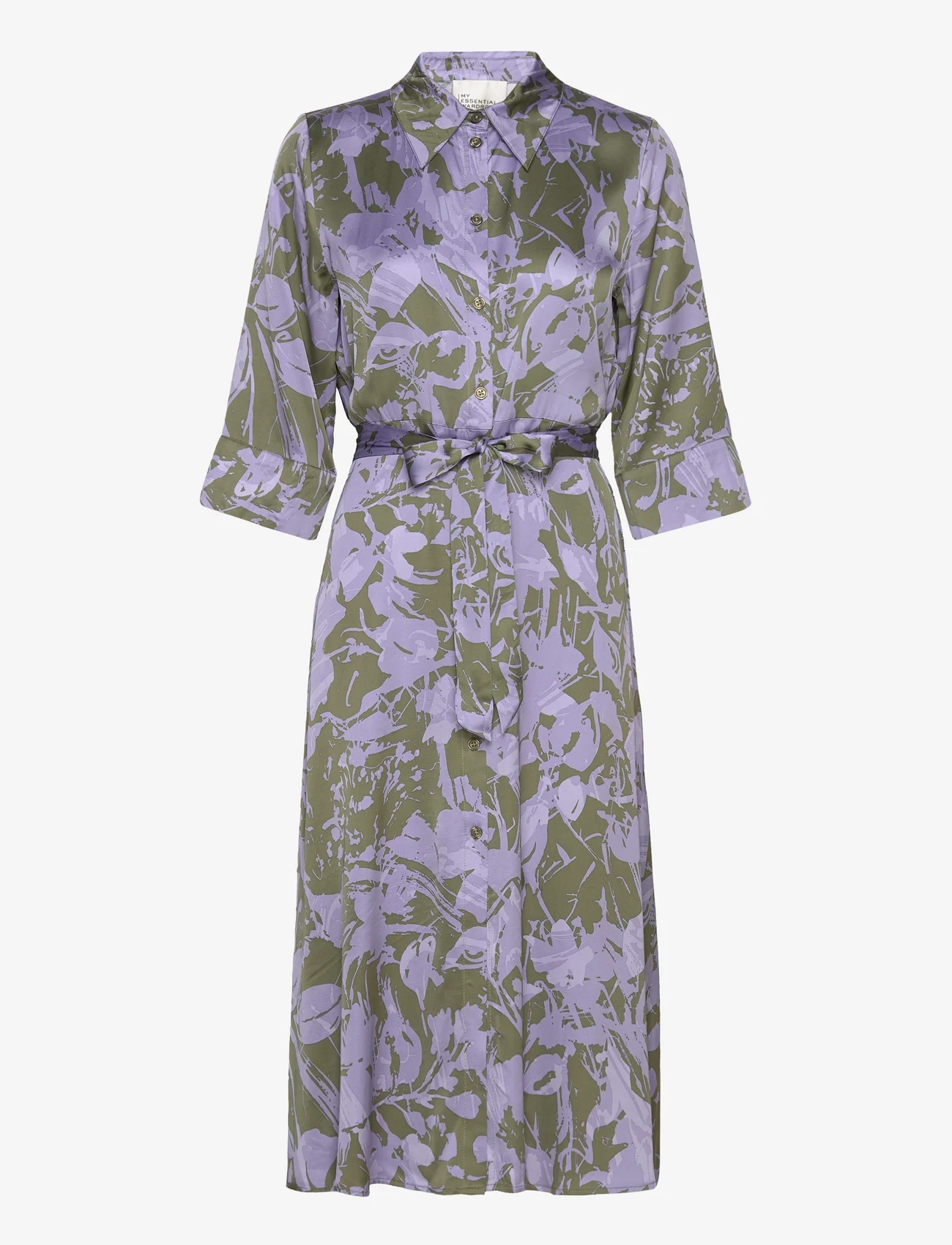 My Essential Wardrobe - MariaMW Long Shirt Dress - marškinių tipo suknelės - languid lavender print - 0