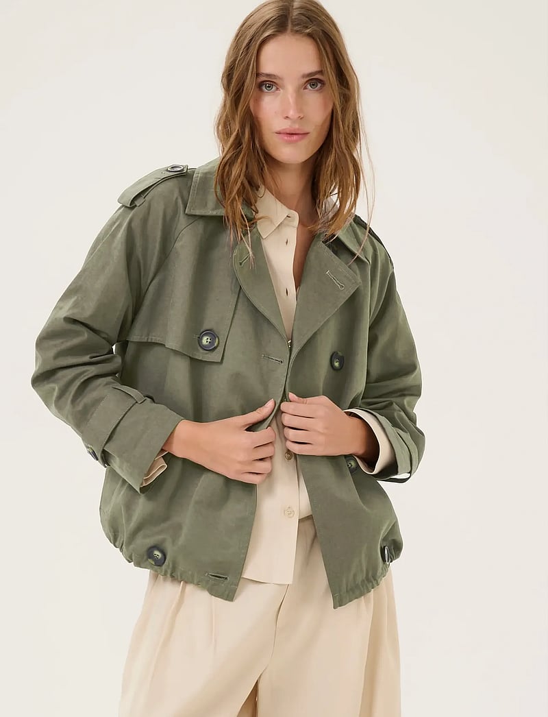 My Essential Wardrobe - MiraMW Short Trenchcoat - trenchcoats - dusty olive - 0