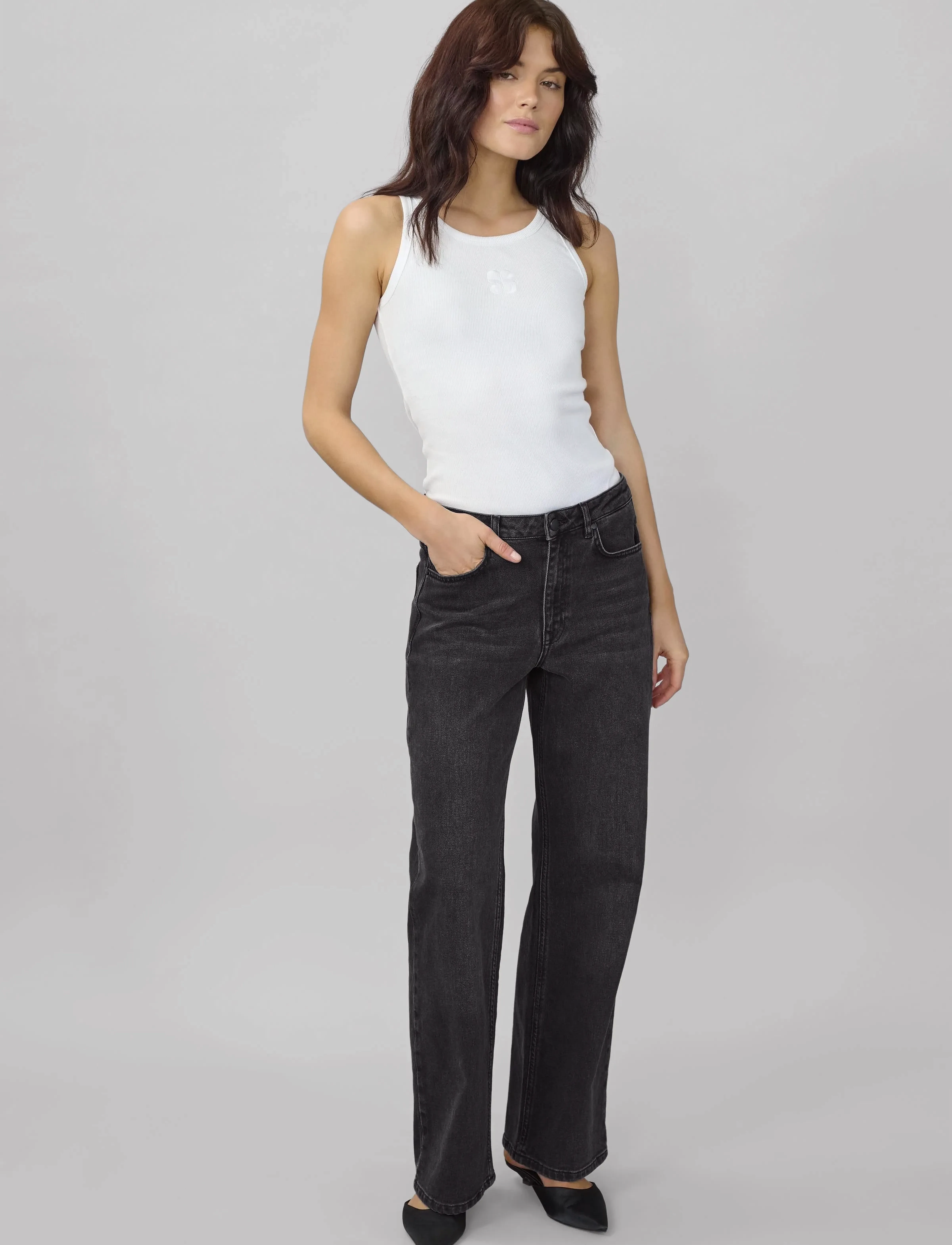 My Essential Wardrobe - JEANS WIDE 05 THE LOUIS 139 - hosen mit weitem bein - black retro wash - 3