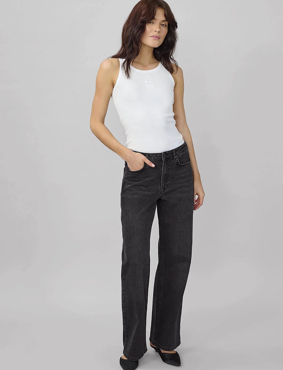 My Essential Wardrobe - JEANS WIDE 05 THE LOUIS 139 - hosen mit weitem bein - black retro wash - 3