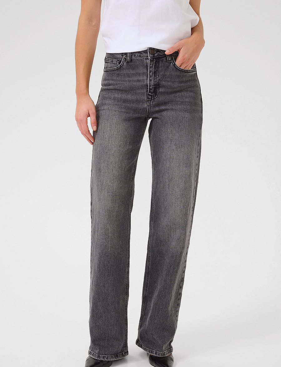 My Essential Wardrobe - JEANS WIDE 05 THE LOUIS 139 - hosen mit weitem bein - dark grey retro wash - 0