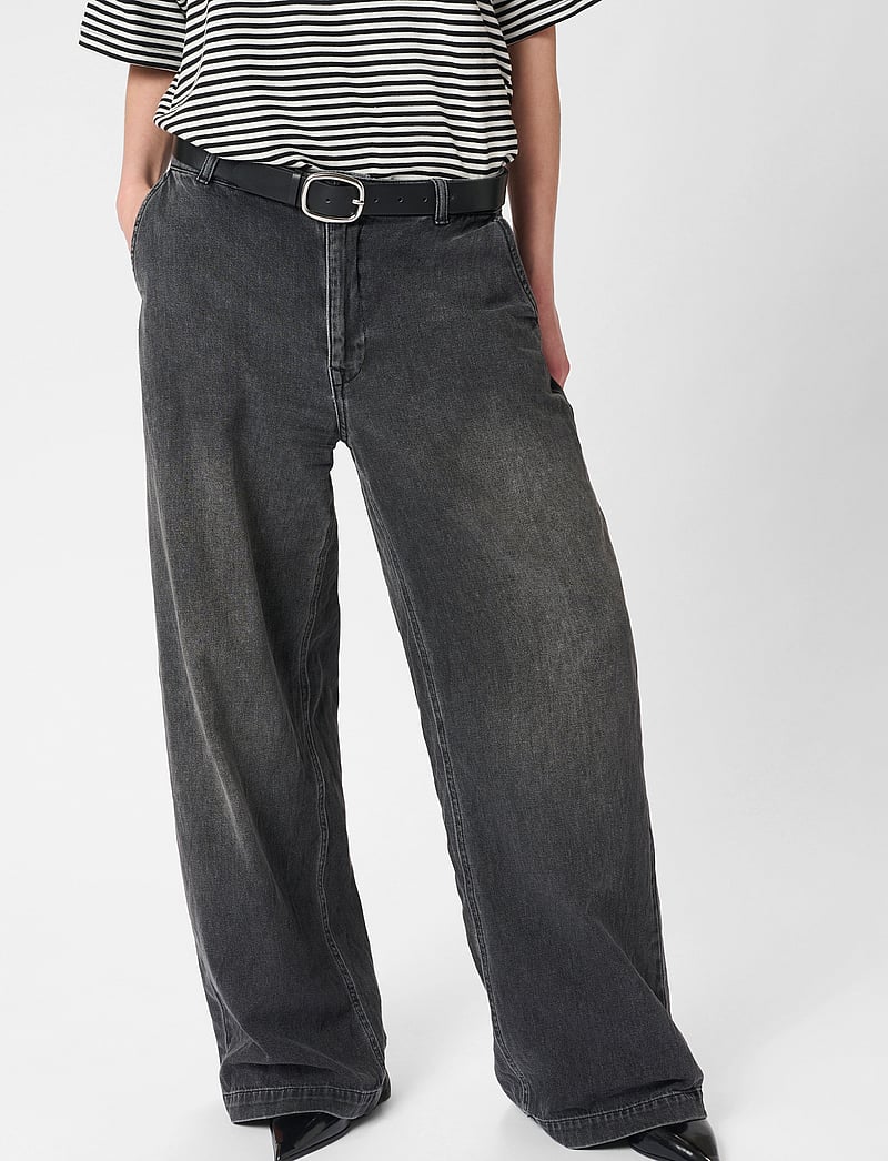 My Essential Wardrobe - MaloMW 143 Wide Y - hosen mit weitem bein - dark grey wash - 0