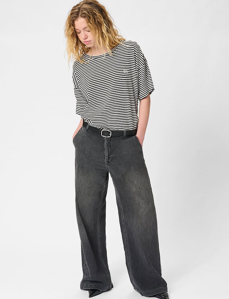 My Essential Wardrobe - MaloMW 143 Wide Y - hosen mit weitem bein - dark grey wash - 3