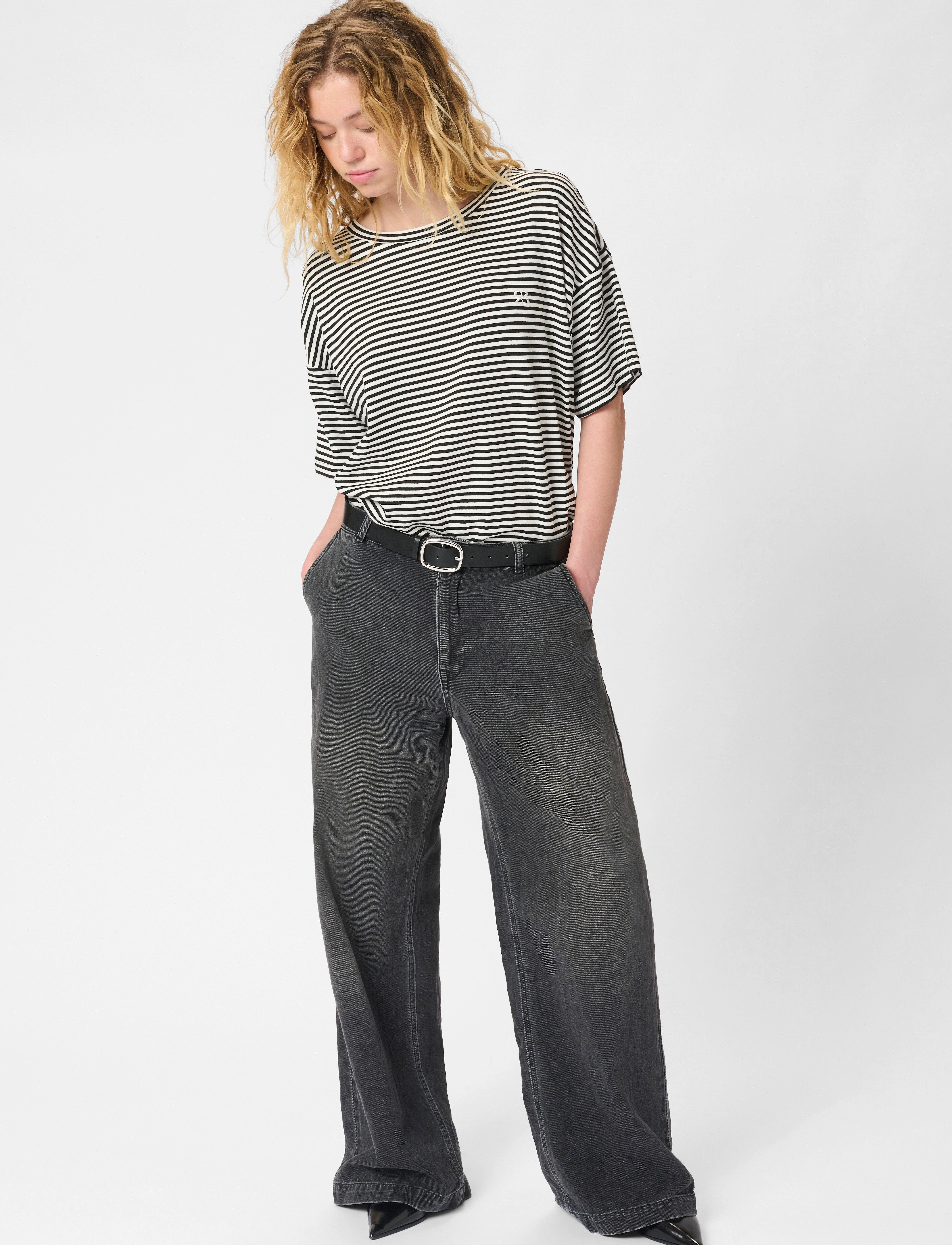 My Essential Wardrobe - MaloMW 143 Wide Y - hosen mit weitem bein - dark grey wash - 3