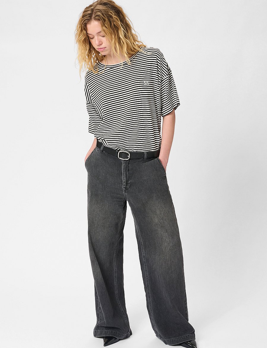 My Essential Wardrobe - MaloMW 143 Wide Y - hosen mit weitem bein - dark grey wash - 3