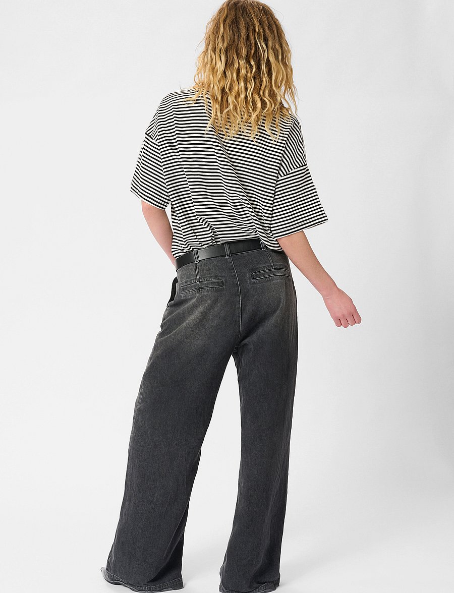 My Essential Wardrobe - MaloMW 143 Wide Y - hosen mit weitem bein - dark grey wash - 4