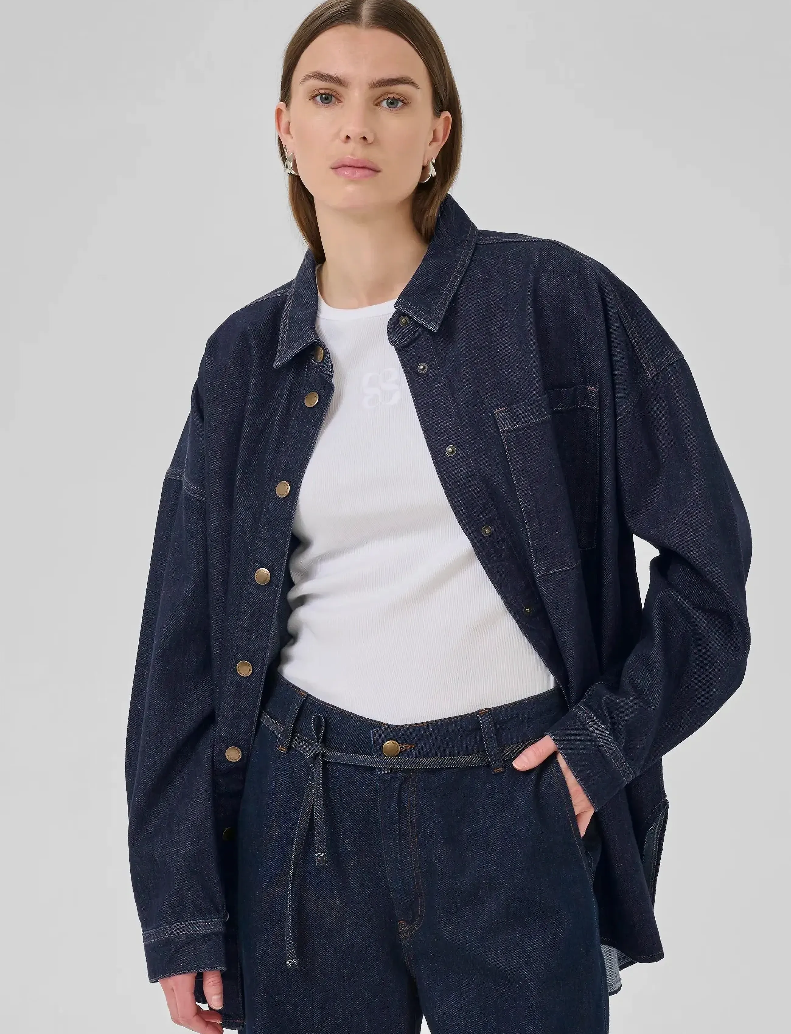 My Essential Wardrobe Malomw 143 Shirt, 42, Navy, Skjorter > Langærmede, Dame