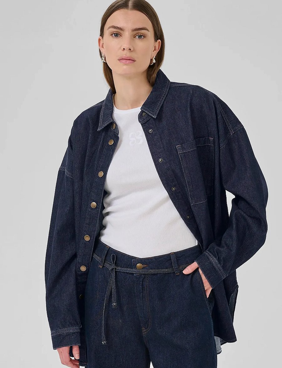My Essential Wardrobe - MaloMW 143 Shirt - džinsiniai marškiniai - dark blue un-wash - 0