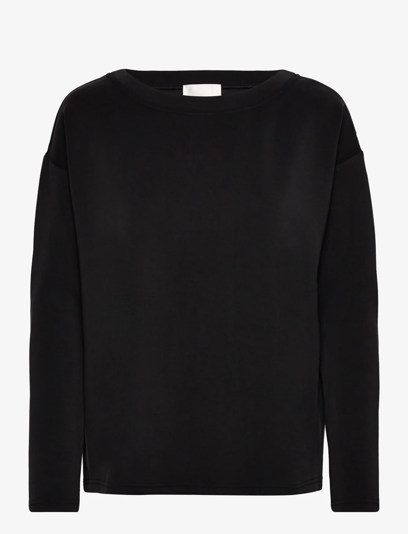 My Essential Wardrobe - ElleMW Boxy Blouse - langermede bluser - black - 0