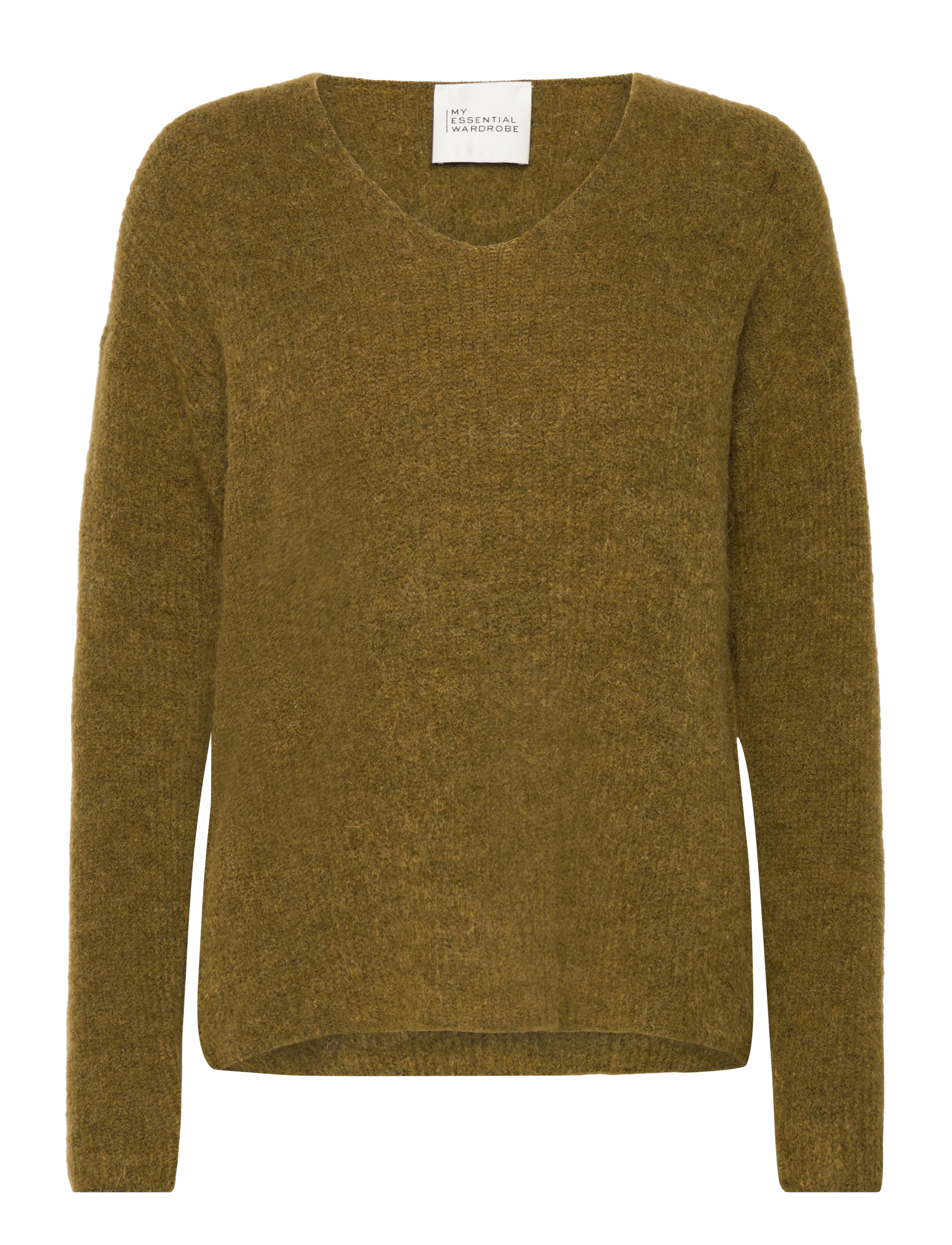 JulieMW V-Neck Knit Pullover - ECRU OLIVE MELANGE
