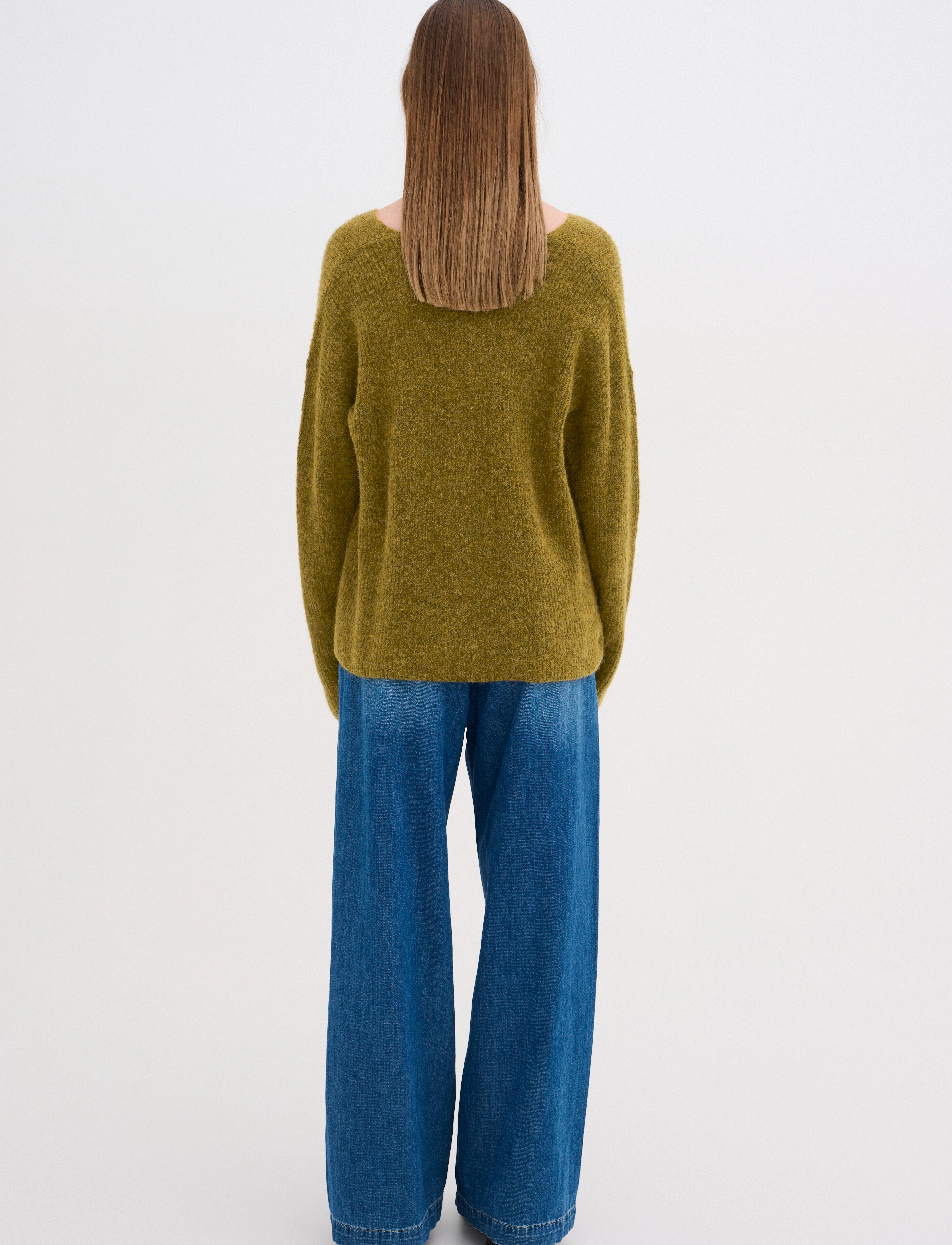 My Essential Wardrobe - JulieMW V-Neck Knit Pullover - ecru olive melange - 4