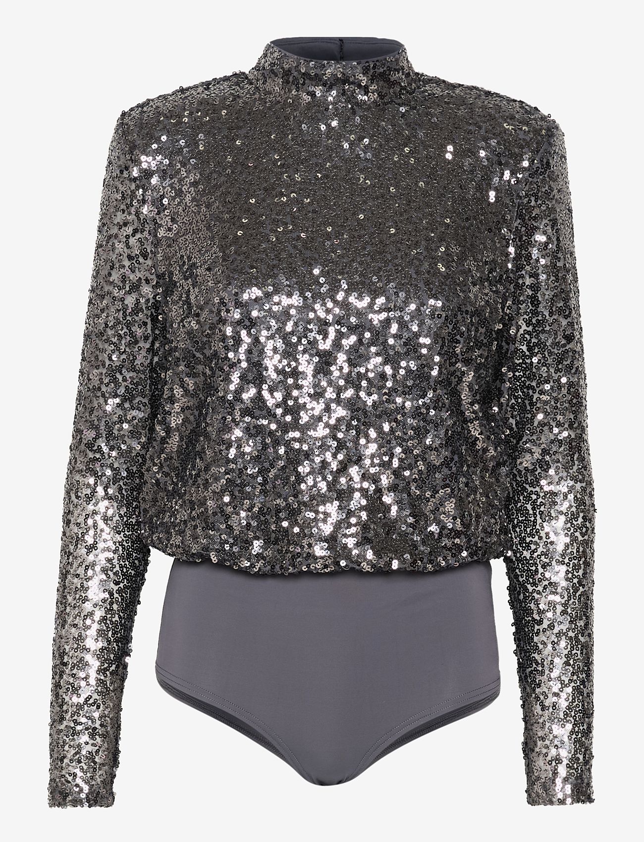 My Essential Wardrobe - FallonMW Bodystocking Blouse - långärmade blusar - dark grey - 1