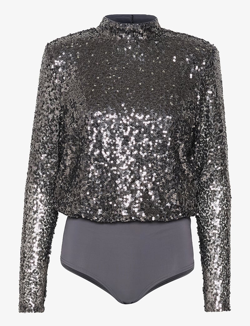 My Essential Wardrobe - FallonMW Bodystocking Blouse - långärmade blusar - dark grey - 1