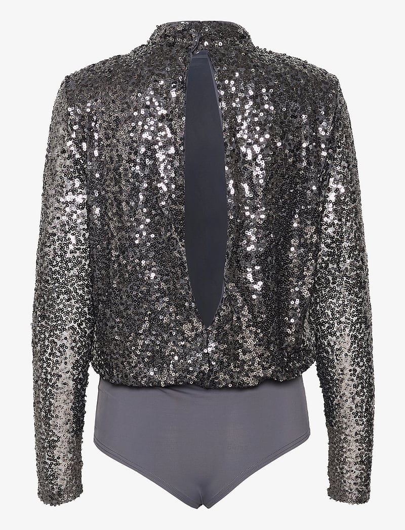 My Essential Wardrobe - FallonMW Bodystocking Blouse - långärmade blusar - dark grey - 2