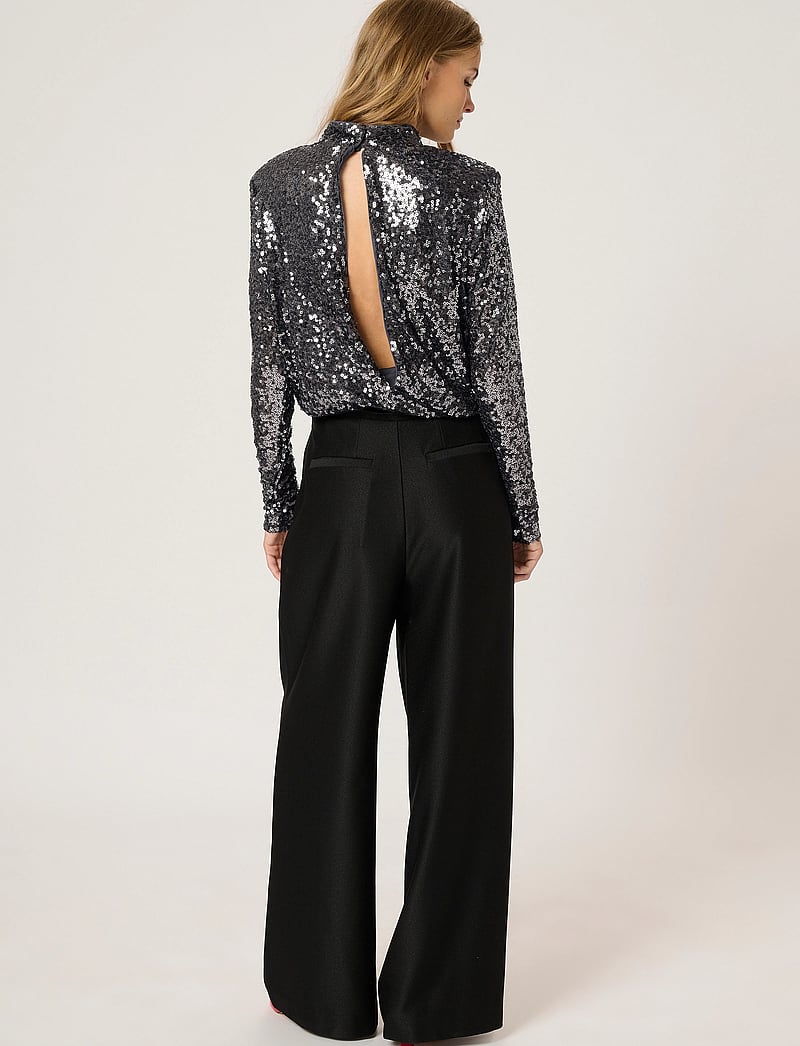 My Essential Wardrobe - FallonMW Bodystocking Blouse - långärmade blusar - dark grey - 4