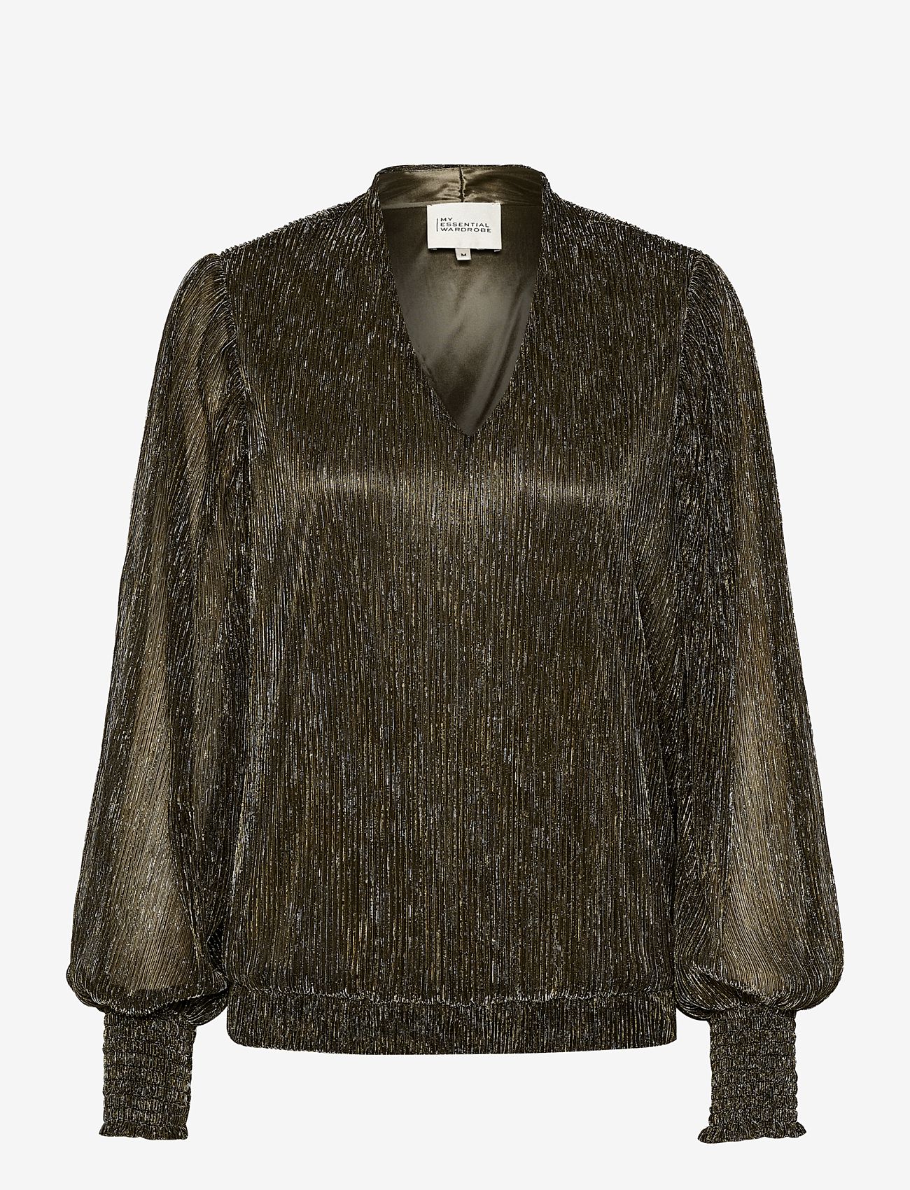 My Essential Wardrobe - VivianMW Blouse - langermede bluser - black w gold - 0