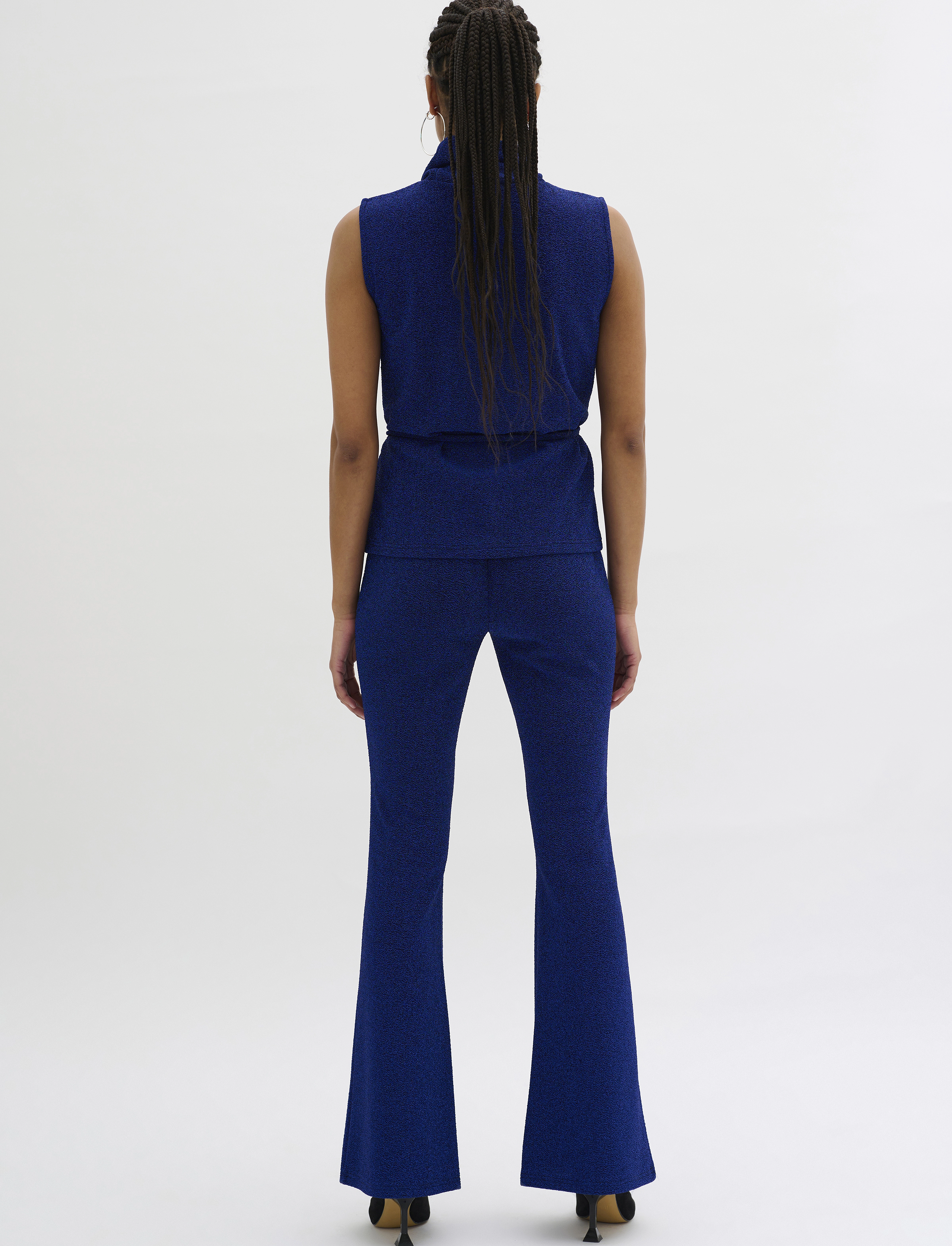 My Essential Wardrobe - SineMW Bootcut Pant - dzwony - black w. blue glitter - 3
