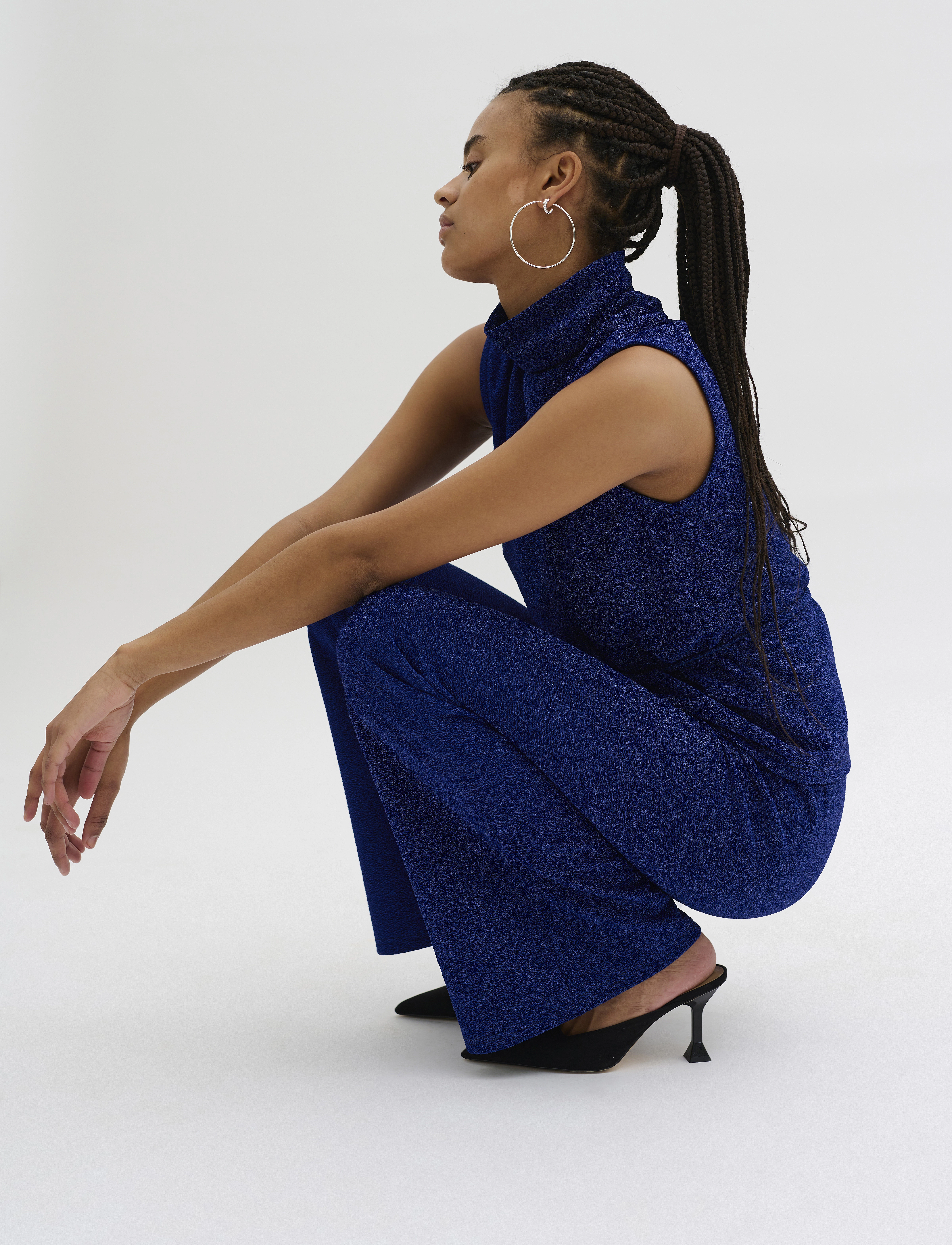 My Essential Wardrobe - SineMW Bootcut Pant - dzwony - black w. blue glitter - 4