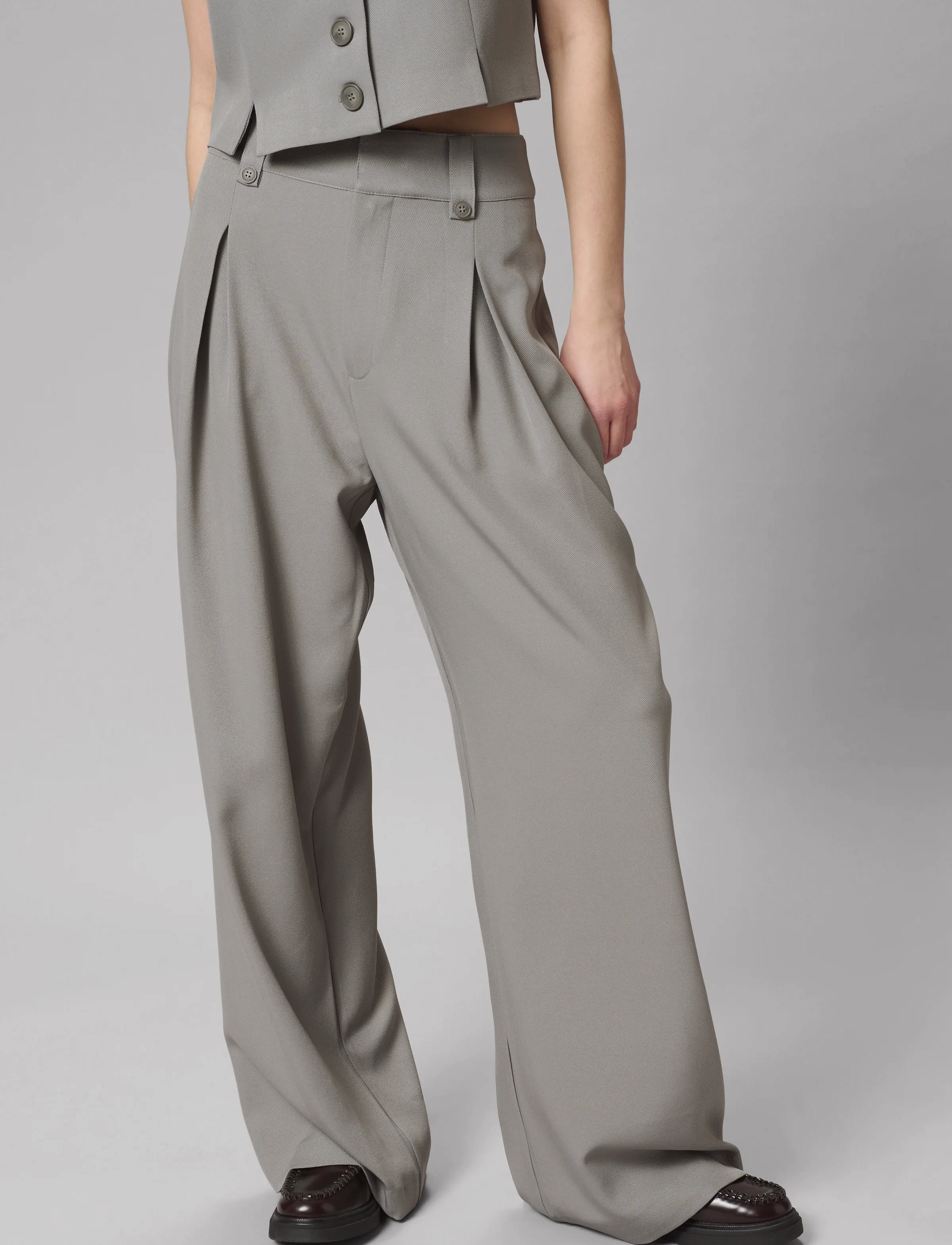 My Essential Wardrobe Disamw High Wide Pant, 46, Grey, Bukser > Brede Ben, Dame