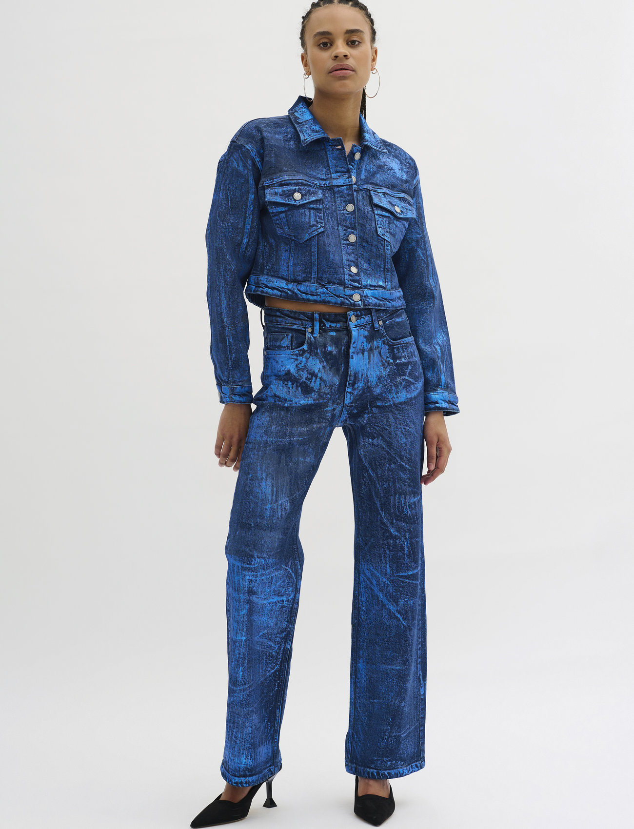 My Essential Wardrobe - AspenMW 153 Short Jacket - lentejassen - dark blue w. blue glitter - 1