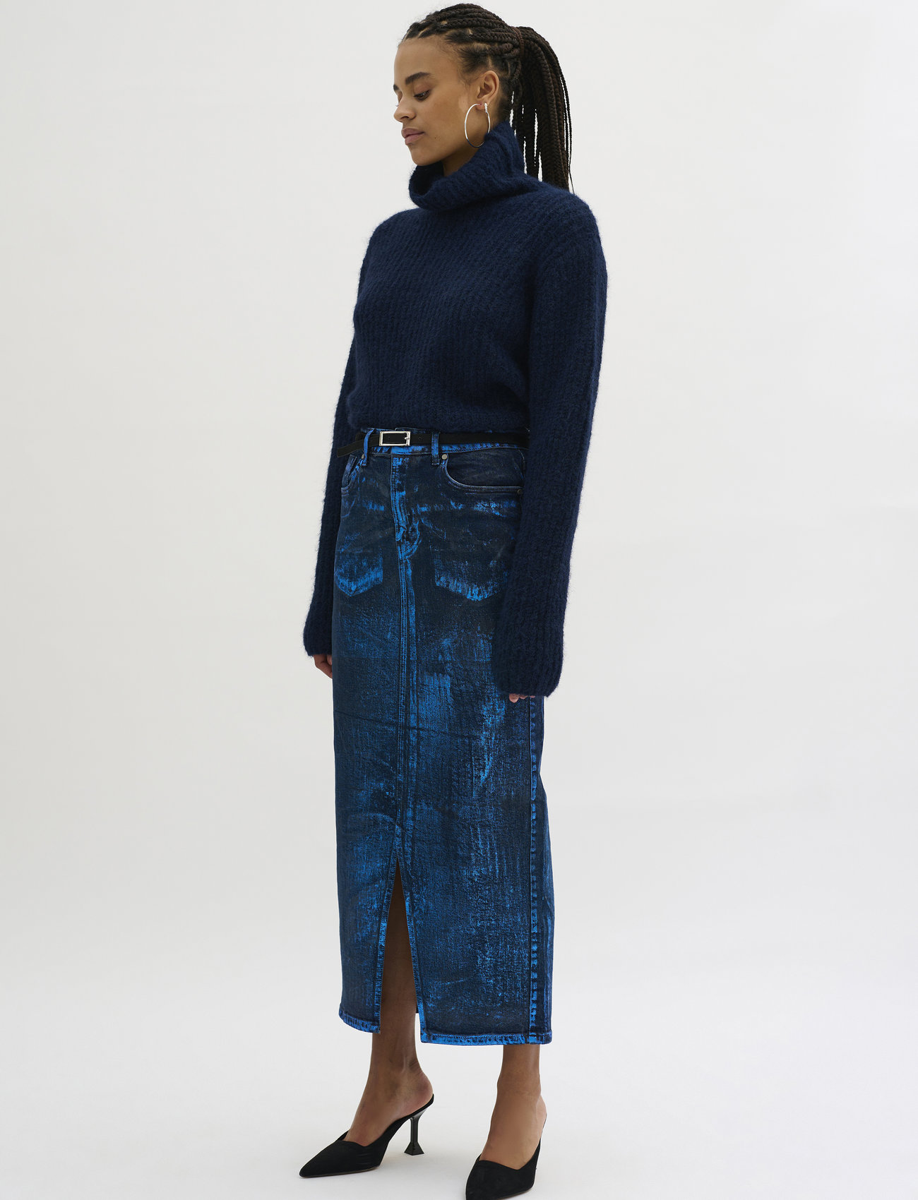 My Essential Wardrobe - AspenMW 153 Skirt - jeansröcke - dark blue w. blue glitter - 1