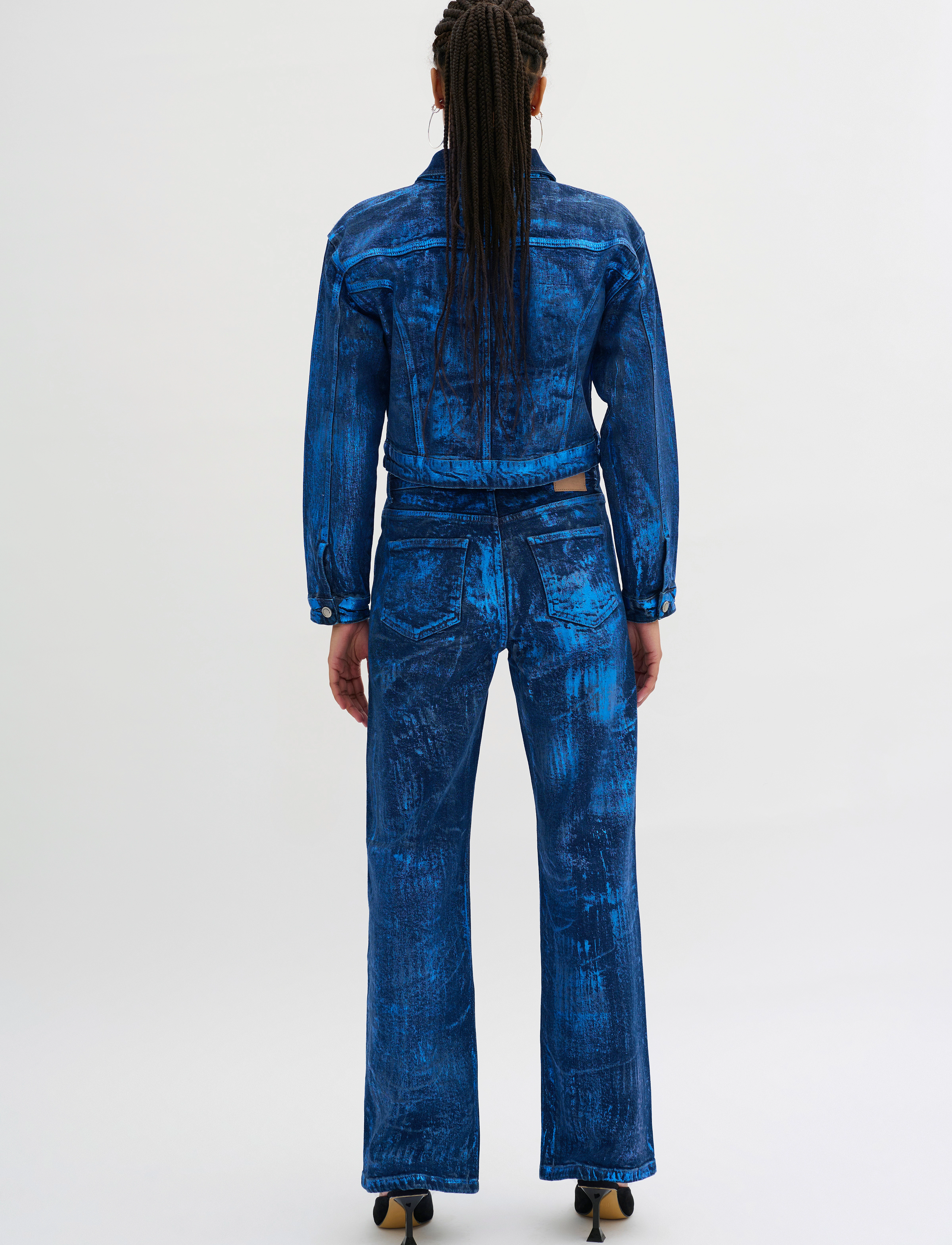 My Essential Wardrobe - AspenMW 153 High Wide Y - hosen mit weitem bein - dark blue w. blue glitter - 3