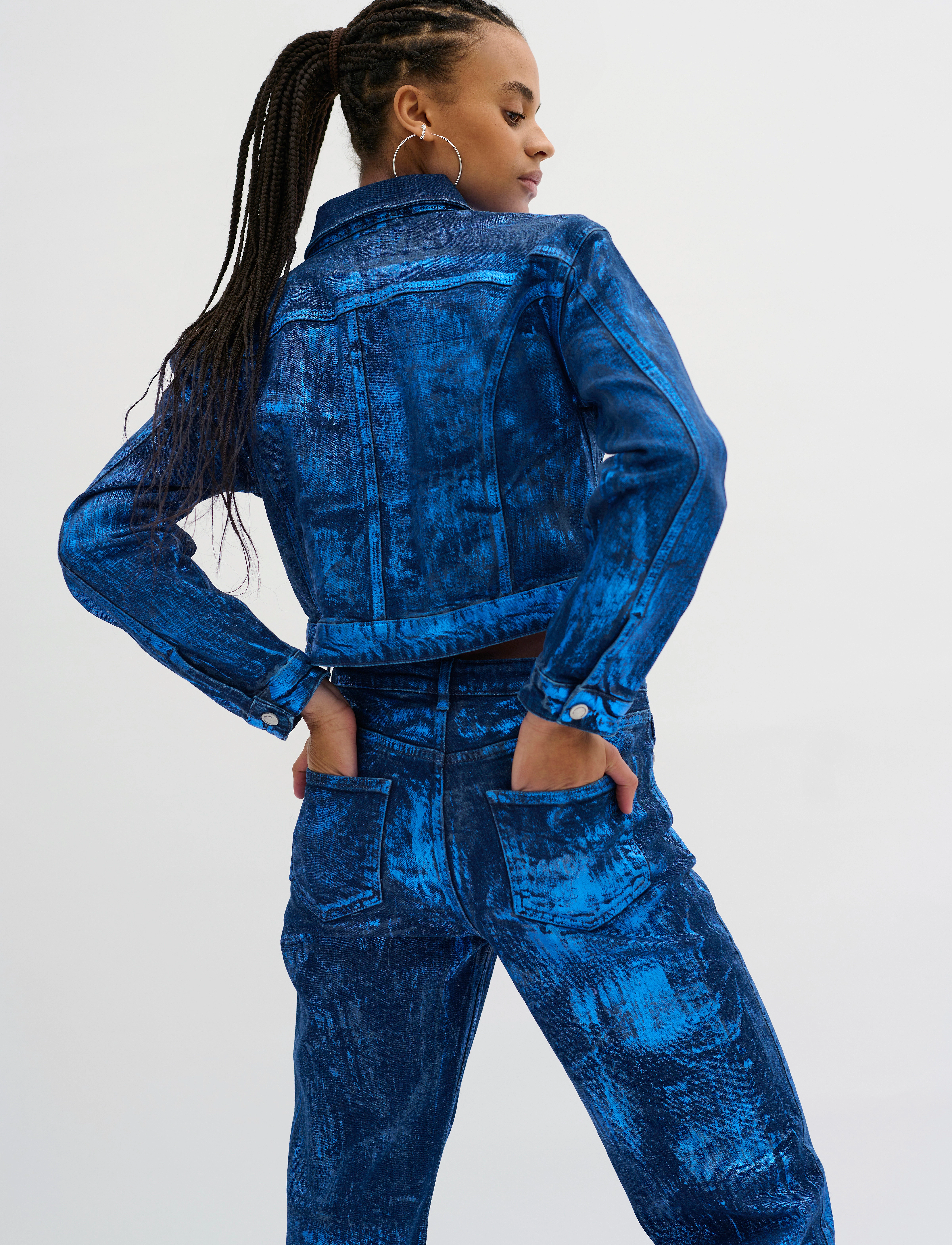 My Essential Wardrobe - AspenMW 153 High Wide Y - hosen mit weitem bein - dark blue w. blue glitter - 4