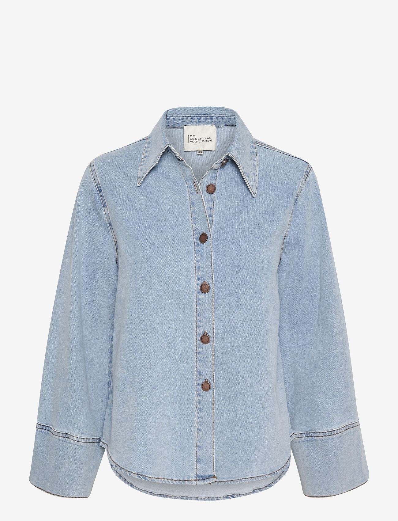My Essential Wardrobe - LaraMW 115 Sofia Shirt - langermede skjorter - light blue wash - 0