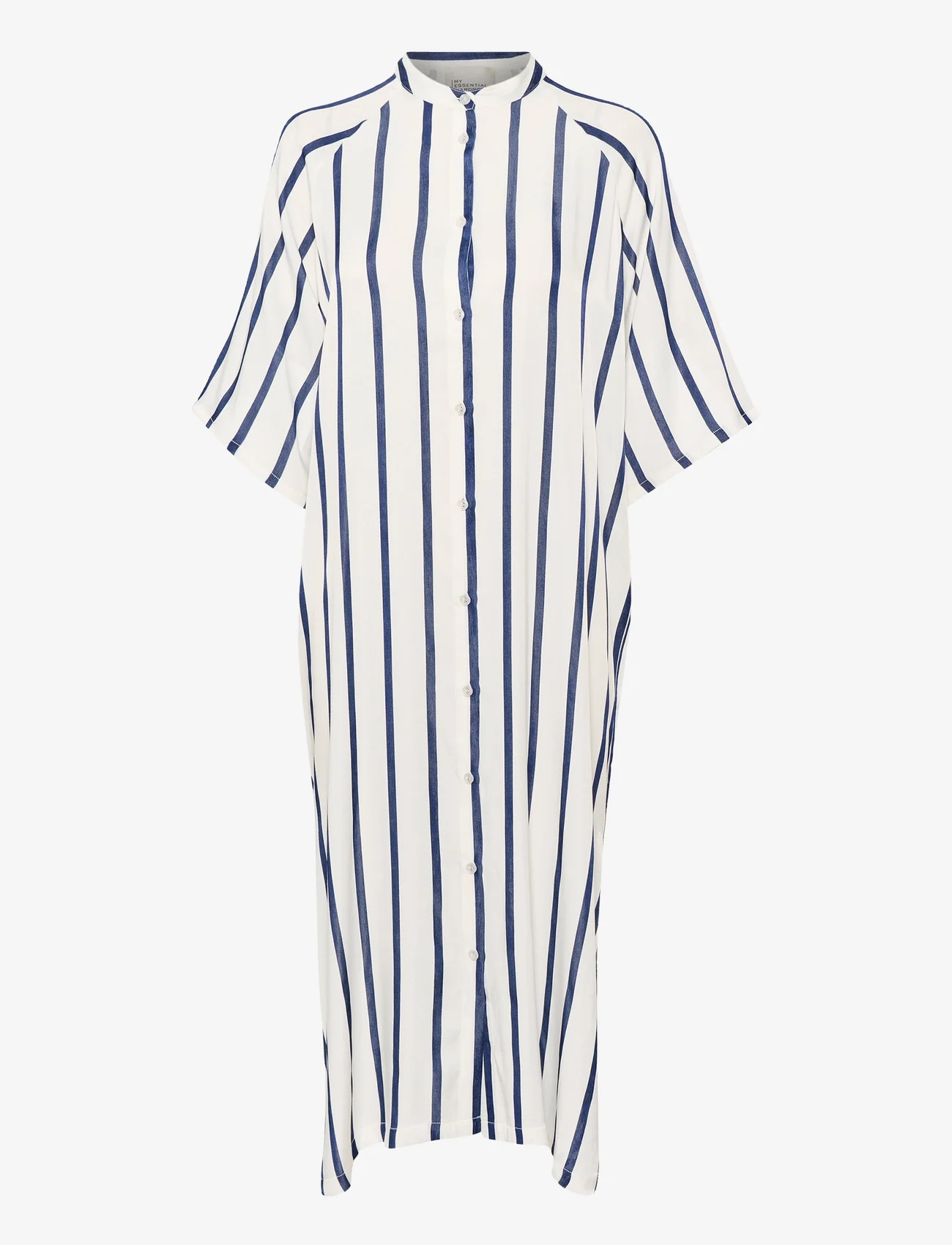 My Essential Wardrobe - MiaMW Shirtdress - summer dresses - snow white w. blue stripe - 0