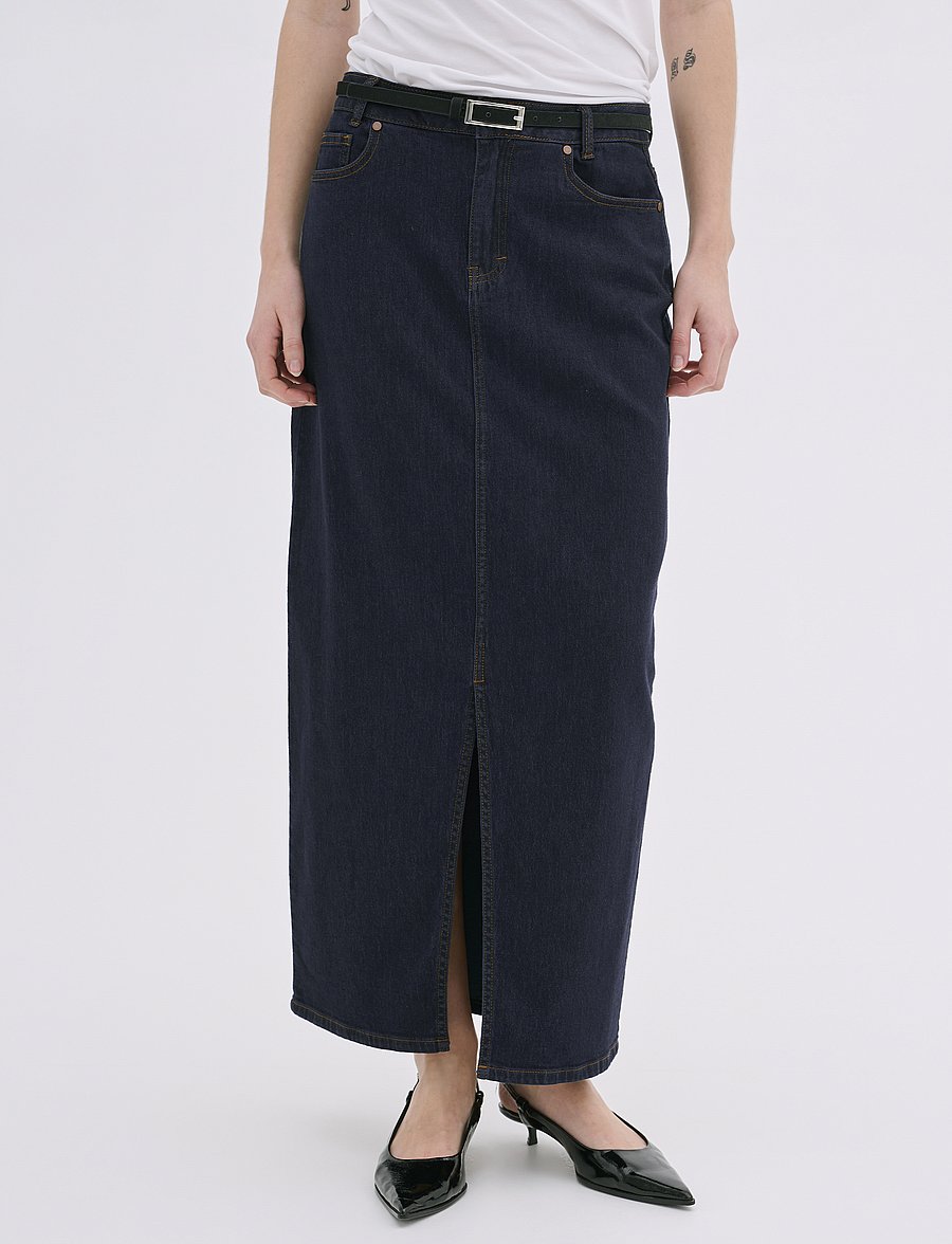 My Essential Wardrobe - LaraMW 115 Skirt - midi nederdele - dark blue un-wash - 0