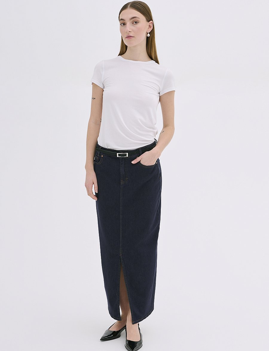 My Essential Wardrobe - LaraMW 115 Skirt - midi nederdele - dark blue un-wash - 3