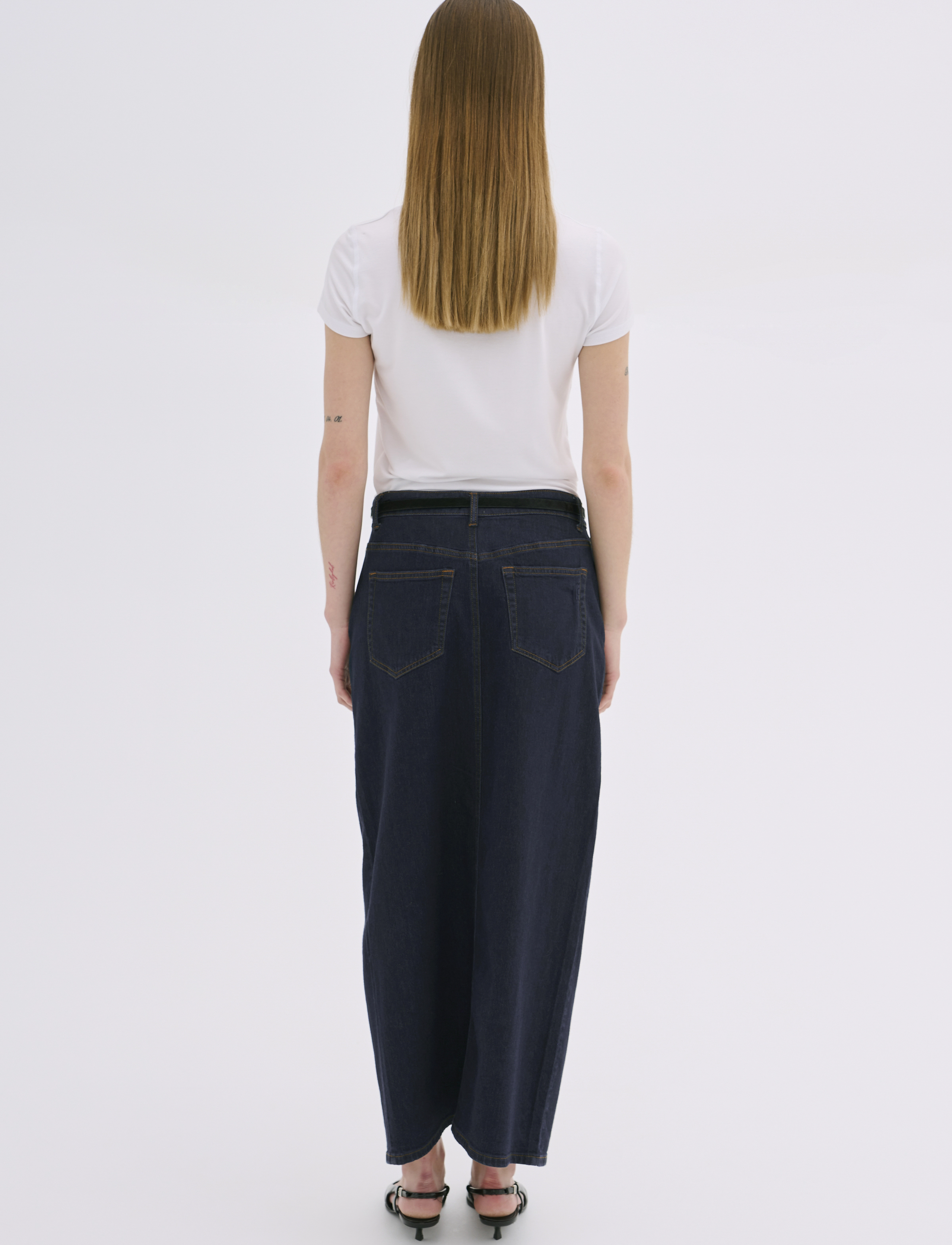 My Essential Wardrobe - LaraMW 115 Skirt - midi skirts - dark blue un-wash - 4