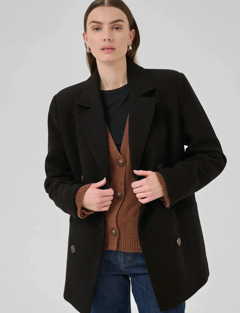 My Essential Wardrobe - FrannieMW Short Coat - ulljakker - espresso melange - 0