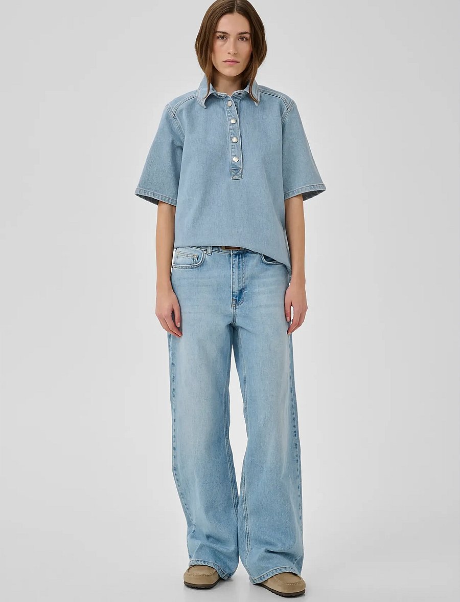 My Essential Wardrobe - AbinaMW 139 Boxy Blouse - jeanshemden - light blue wash - 3