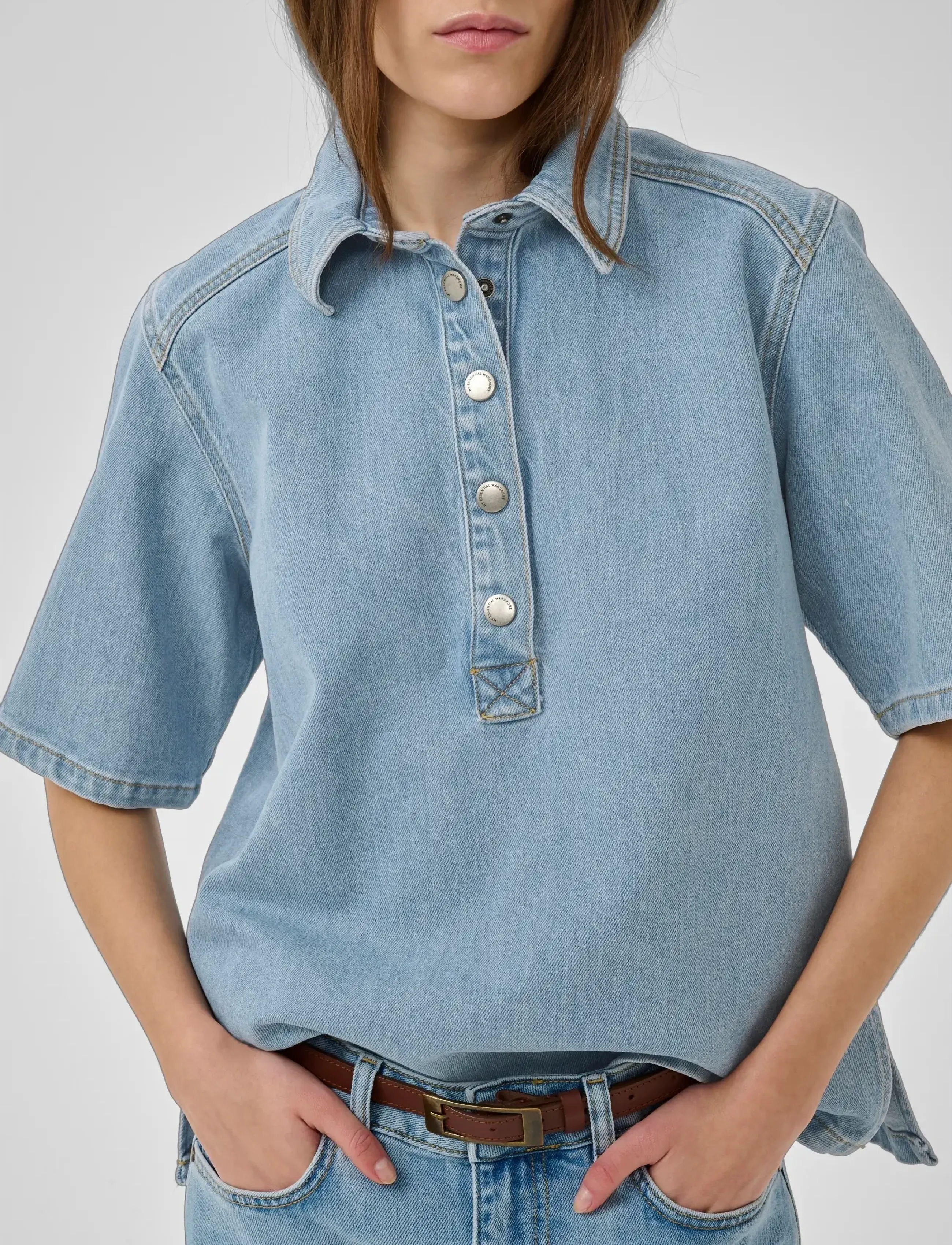 My Essential Wardrobe - AbinaMW 139 Boxy Blouse - džinsiniai marškiniai - light blue wash - 5