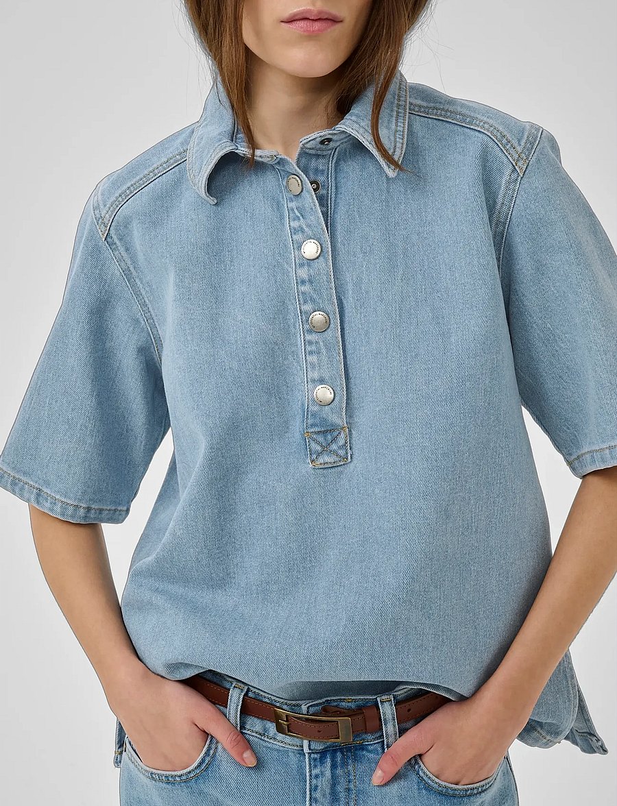 My Essential Wardrobe - AbinaMW 139 Boxy Blouse - jeanshemden - light blue wash - 5