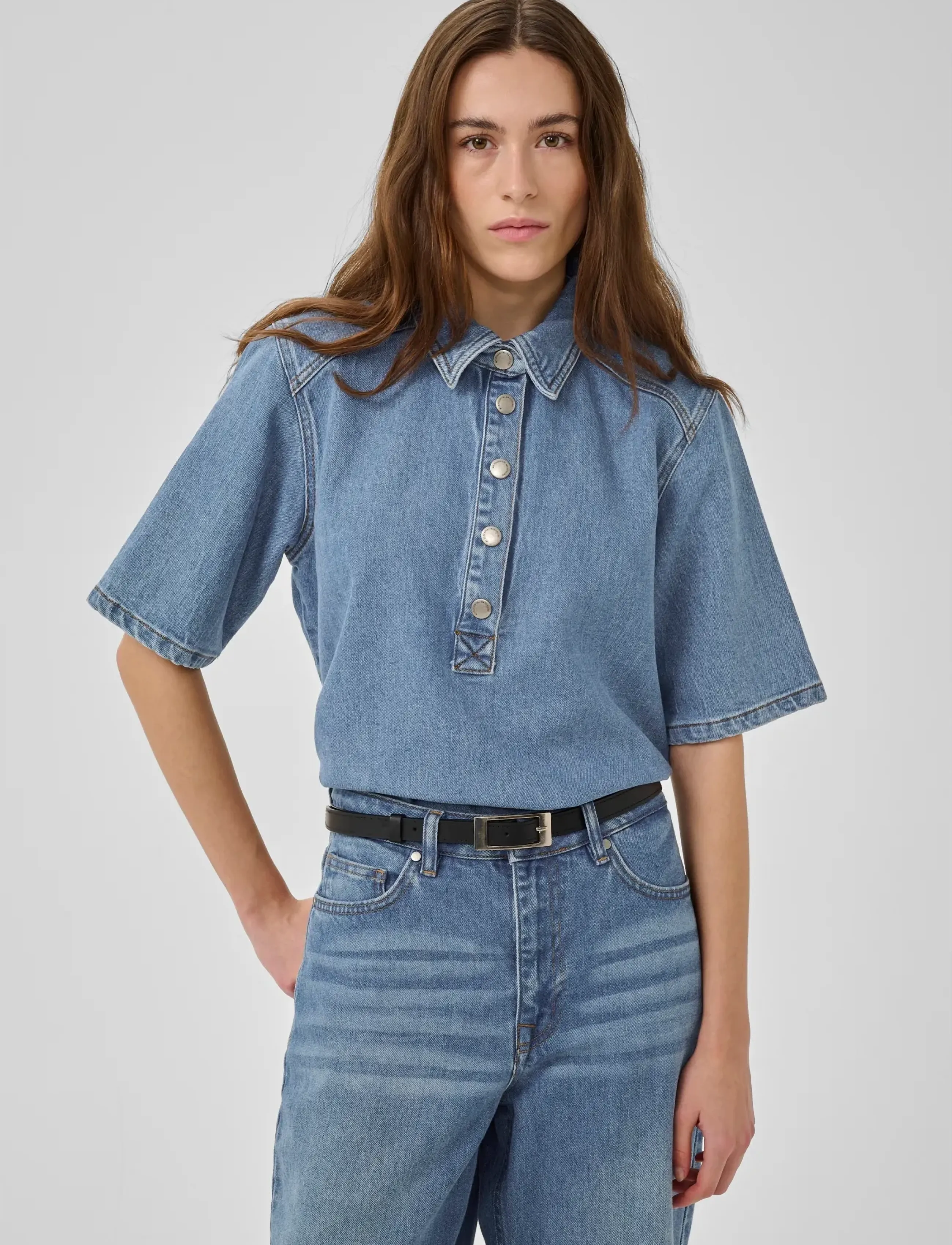 My Essential Wardrobe AbinaMW 139 Boxy Blouse - My Essential Wardrobe - MEDIUM BLUE WASH / blue