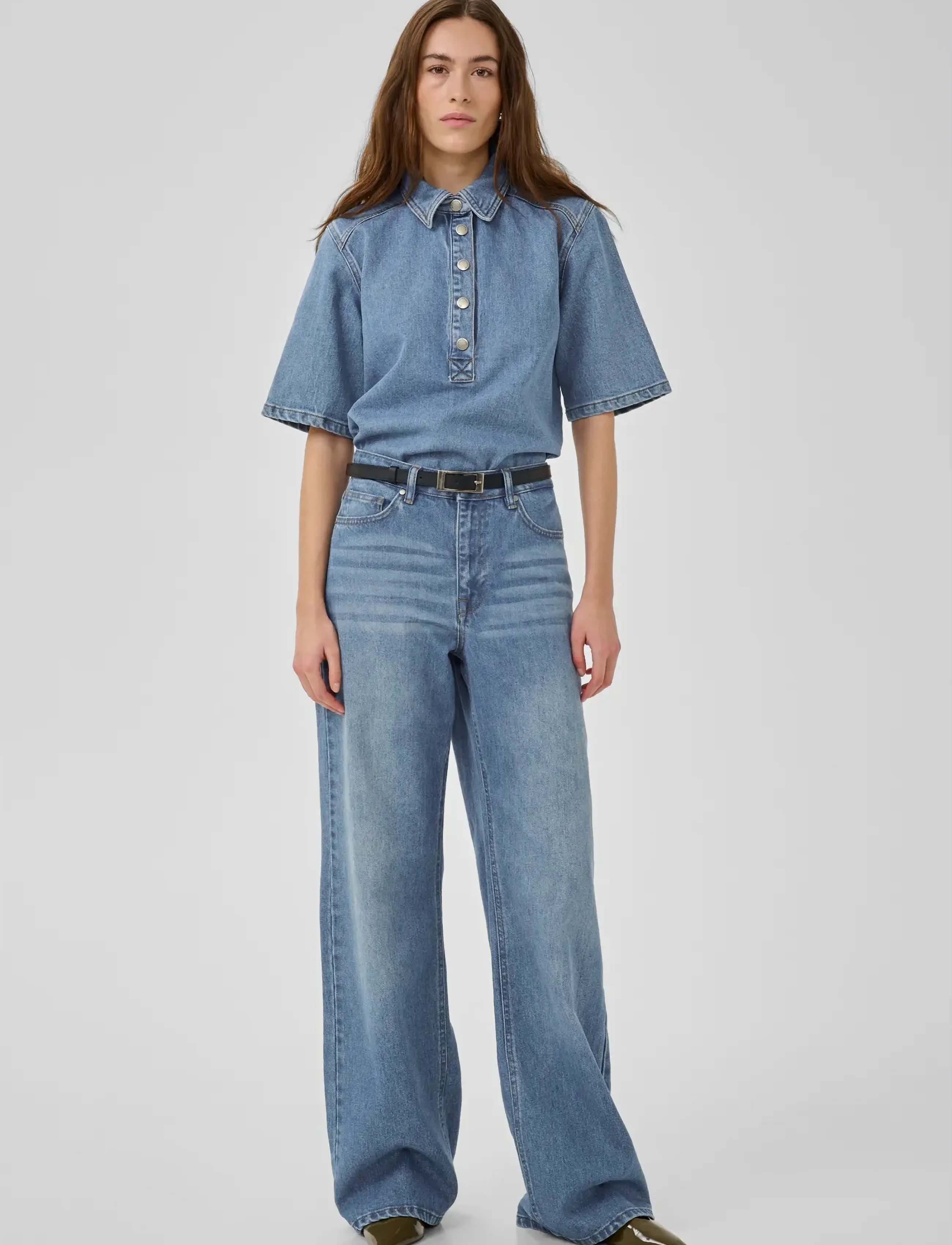 My Essential Wardrobe - AbinaMW 139 Boxy Blouse - jeanshemden - medium blue wash - 3