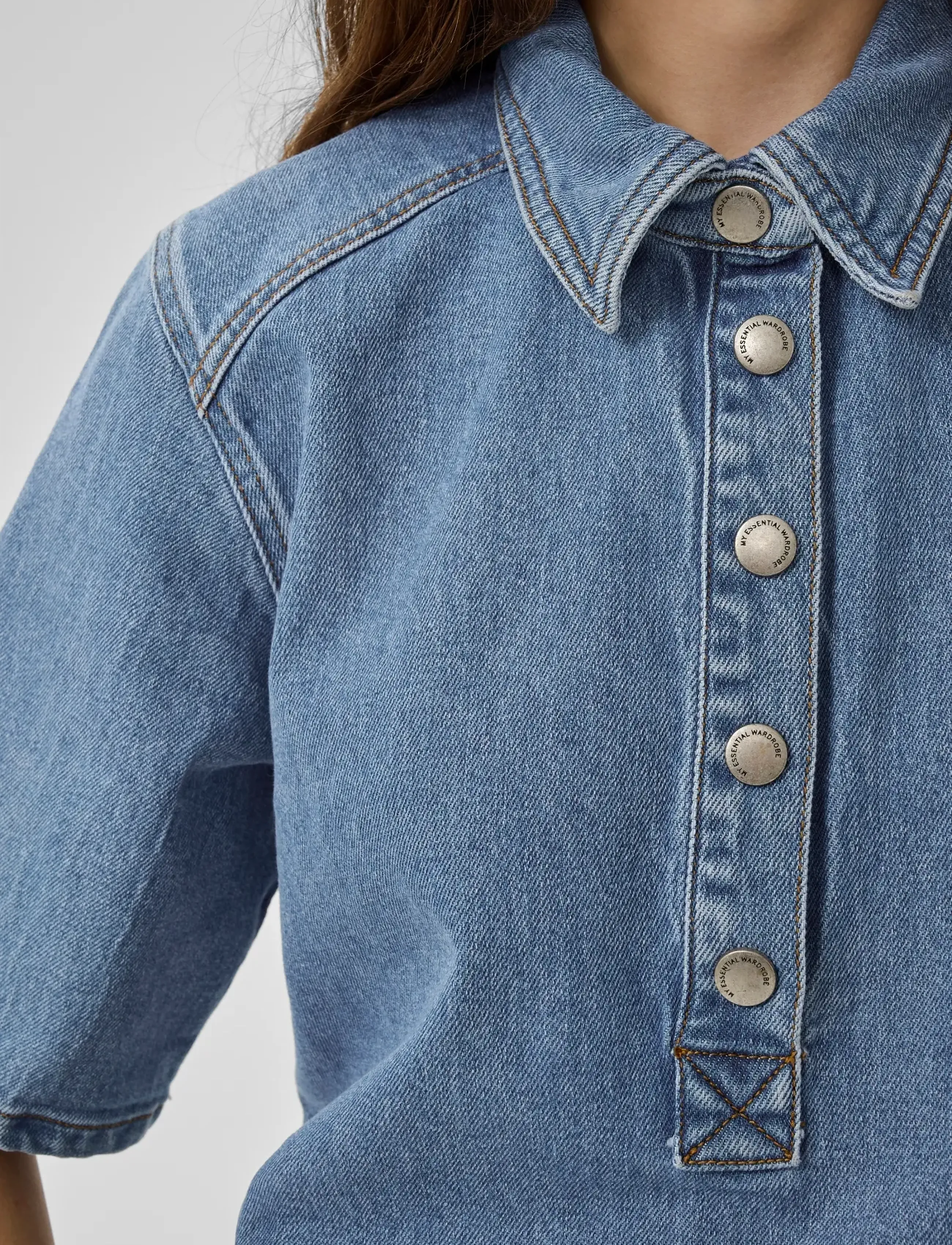 My Essential Wardrobe - AbinaMW 139 Boxy Blouse - jeanshemden - medium blue wash - 5