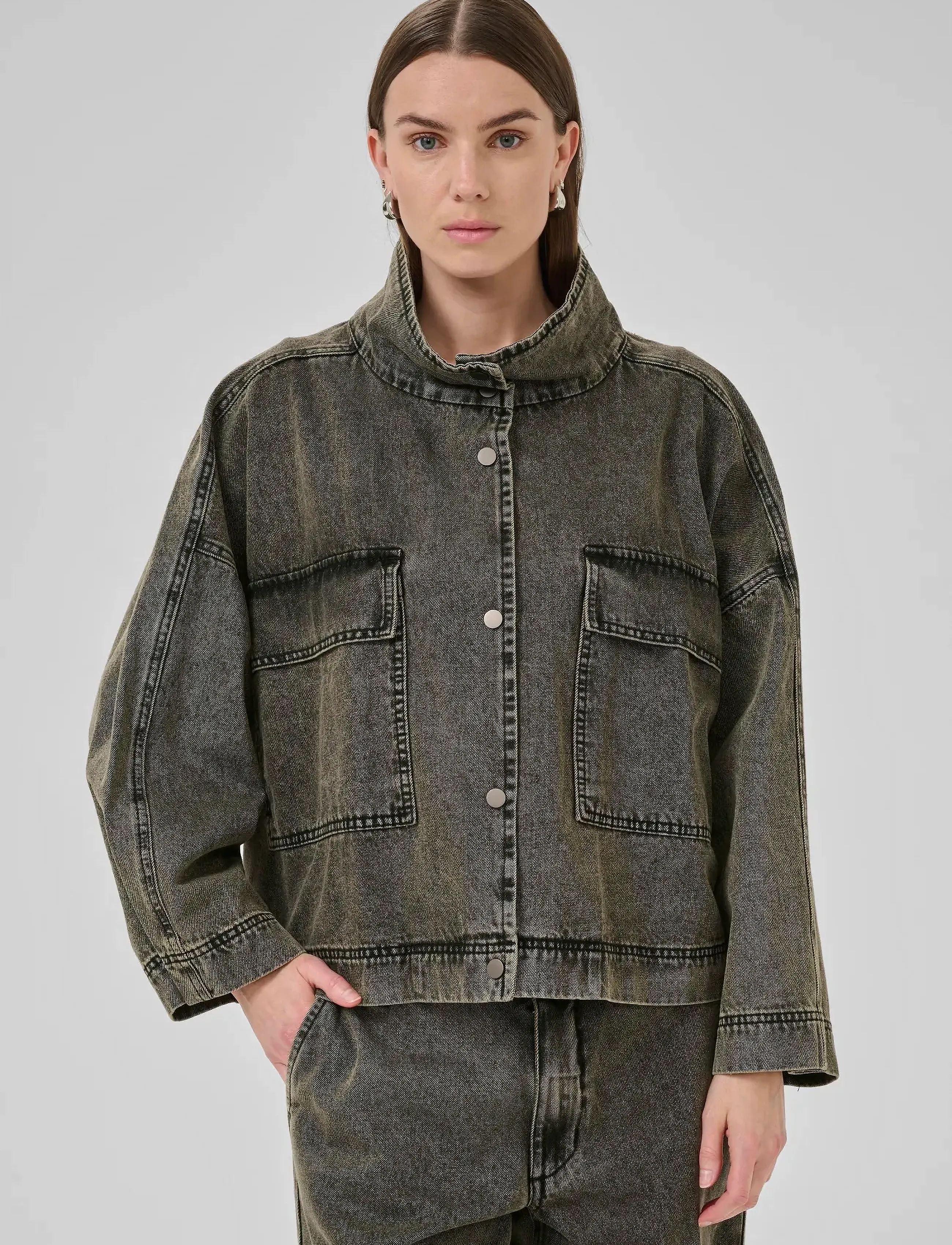 My Essential Wardrobe TessaMW 160 Jacket - Transitional Layering - MEDIUM GREY DIRTY WASH / grey