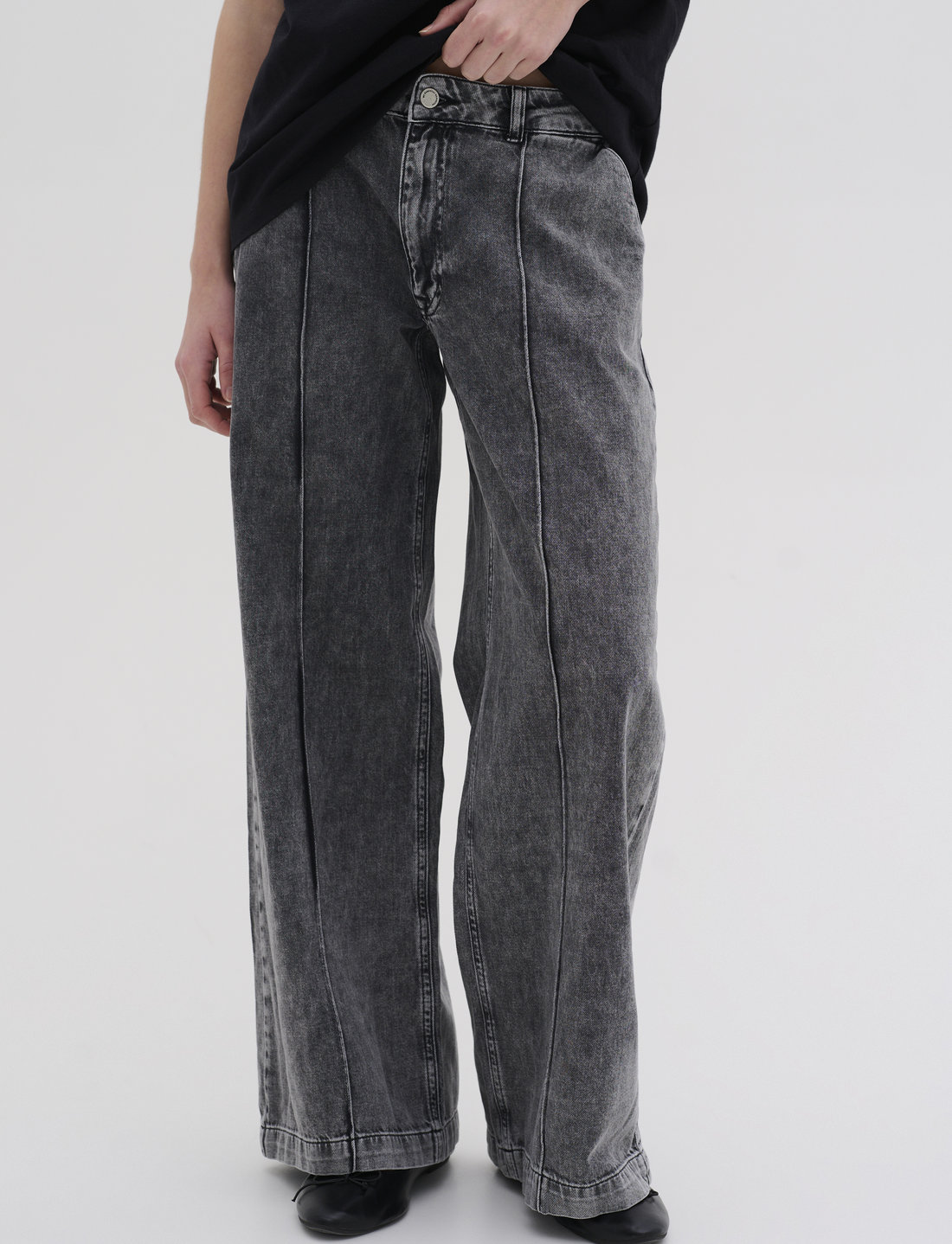 My Essential Wardrobe - MaloMW 143 Wide Pant - vida jeans - medium grey retro wash - 0
