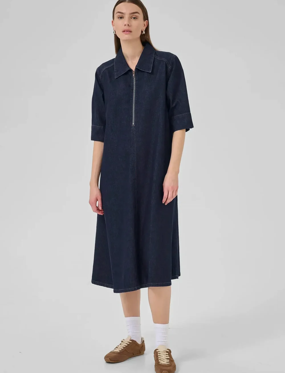 My Essential Wardrobe - MaloMW 143 Long Dress - jeansklänningar - dark blue un-wash - 3