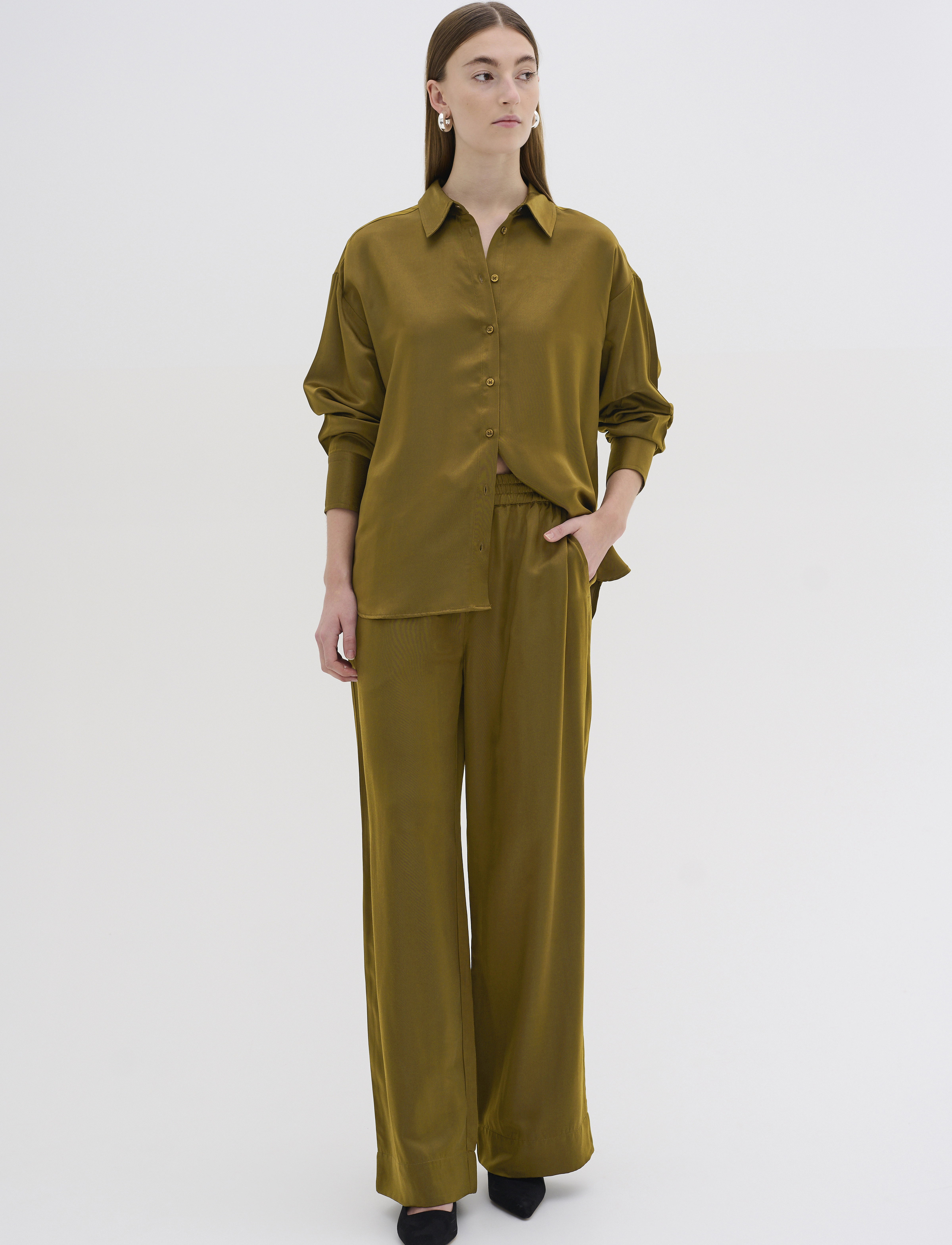 My Essential Wardrobe - EstelleMW Shirt - langærmede skjorter - military olive - 3