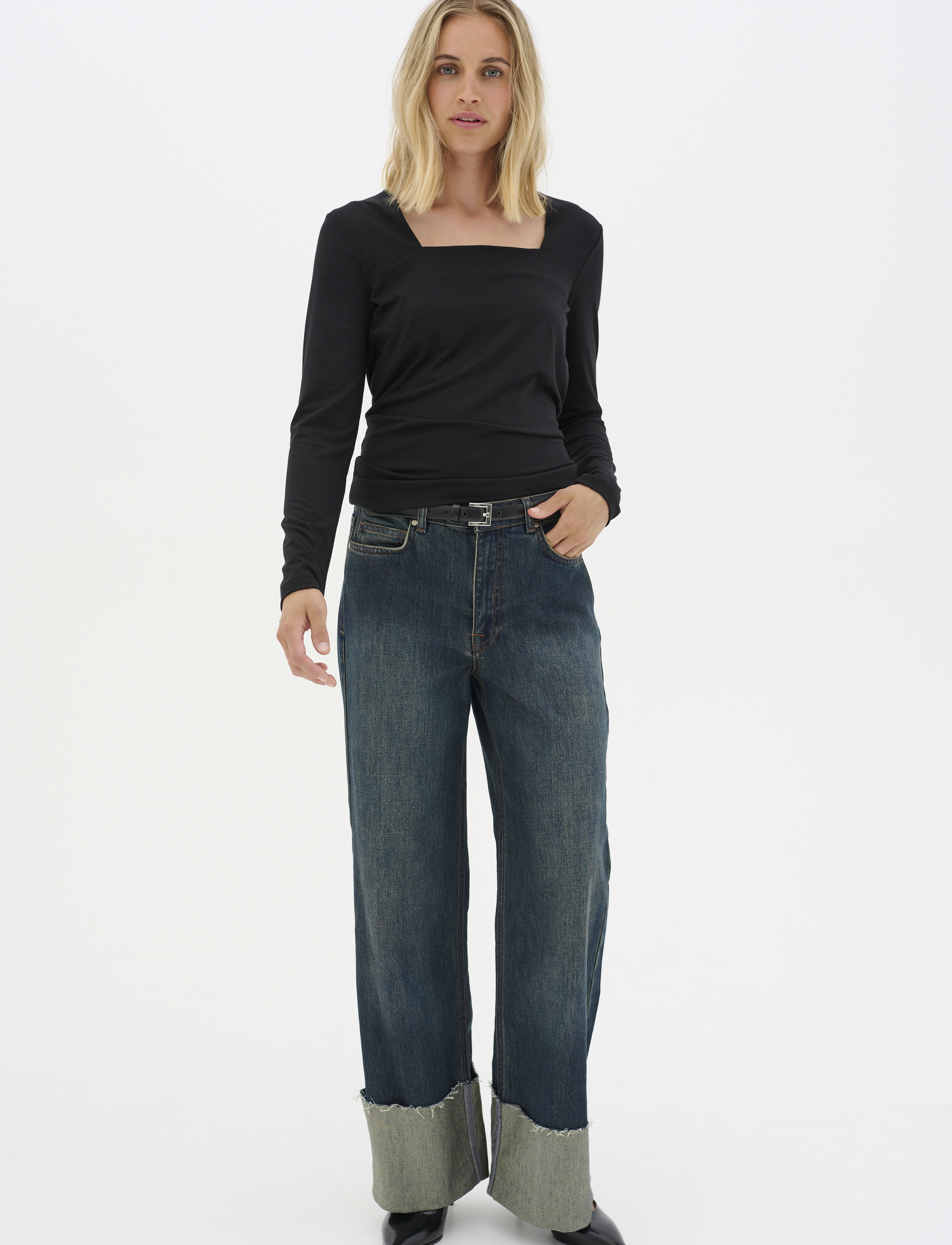 My Essential Wardrobe - ViggaMW Square Neck Blouse - laveste priser - black - 3