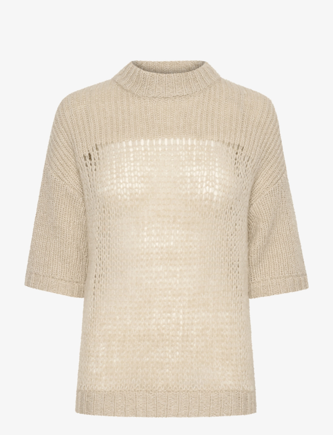 My Essential Wardrobe LingoMW Knit Blouse SS - Pullover - FEATHER BEIGE MELANGE / beige