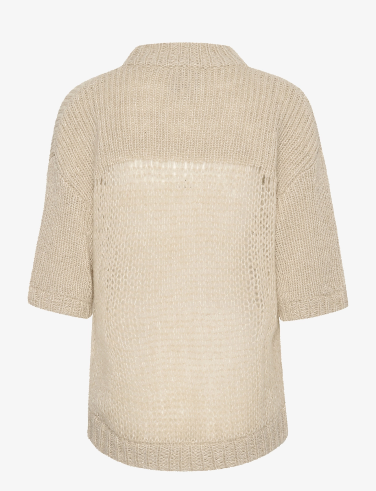 My Essential Wardrobe - LingoMW Knit Blouse SS - trøjer - feather beige melange - 2