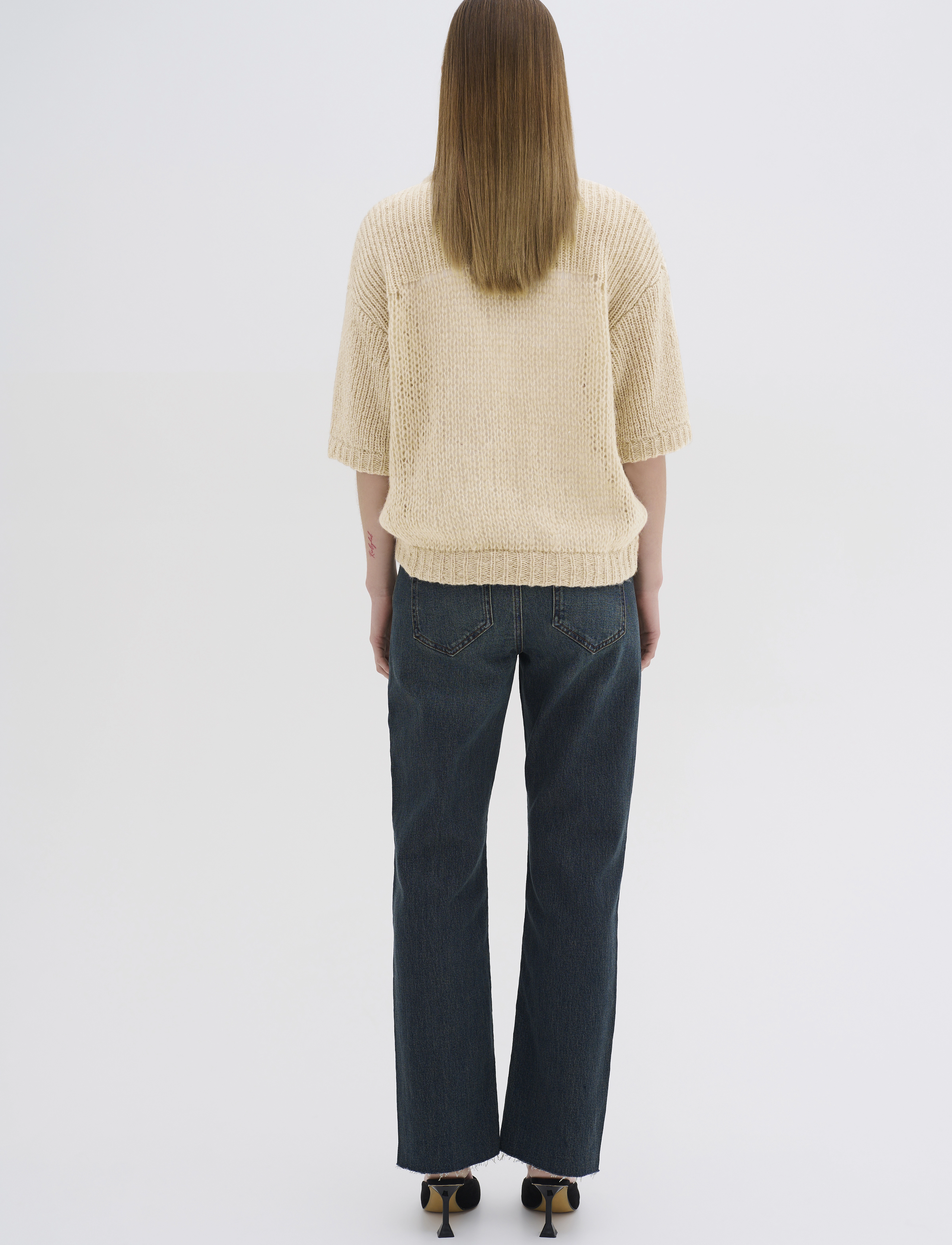 My Essential Wardrobe - LingoMW Knit Blouse SS - trøjer - feather beige melange - 4