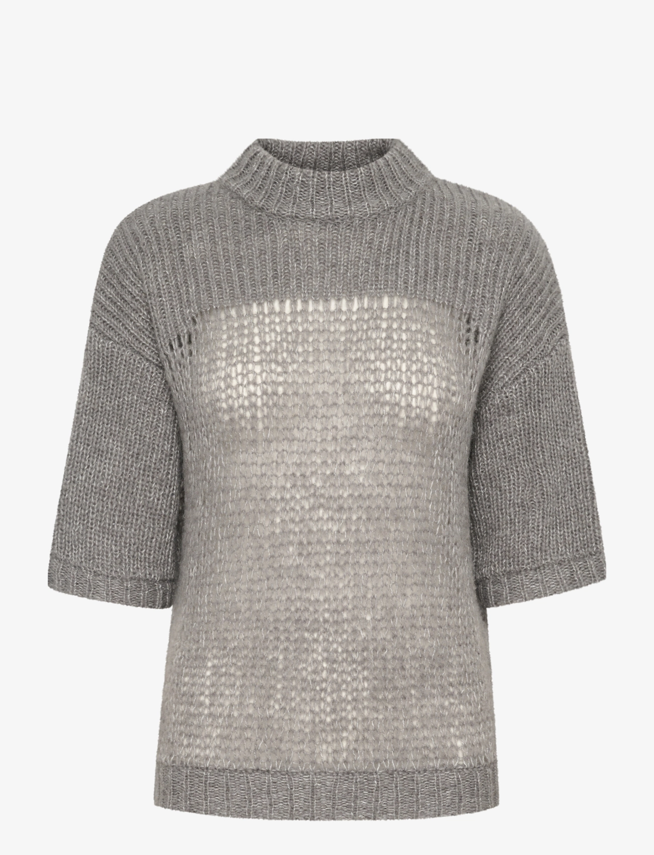 My Essential Wardrobe LingoMW Knit Blouse SS - Pullover - STORMY GREY MELANGE / grey