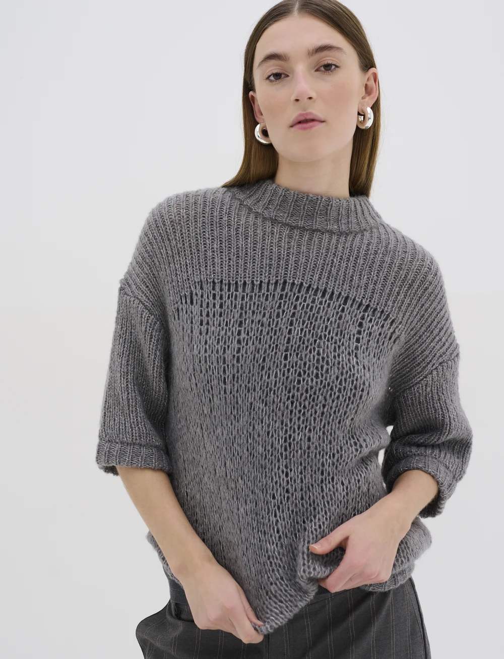 My Essential Wardrobe - LingoMW Knit Blouse SS - pullover - stormy grey melange - 0