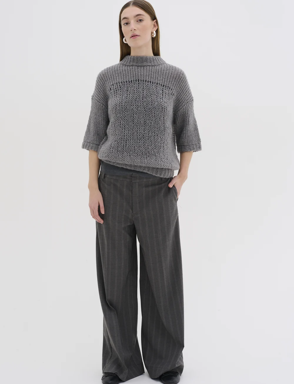 My Essential Wardrobe - LingoMW Knit Blouse SS - pullover - stormy grey melange - 3